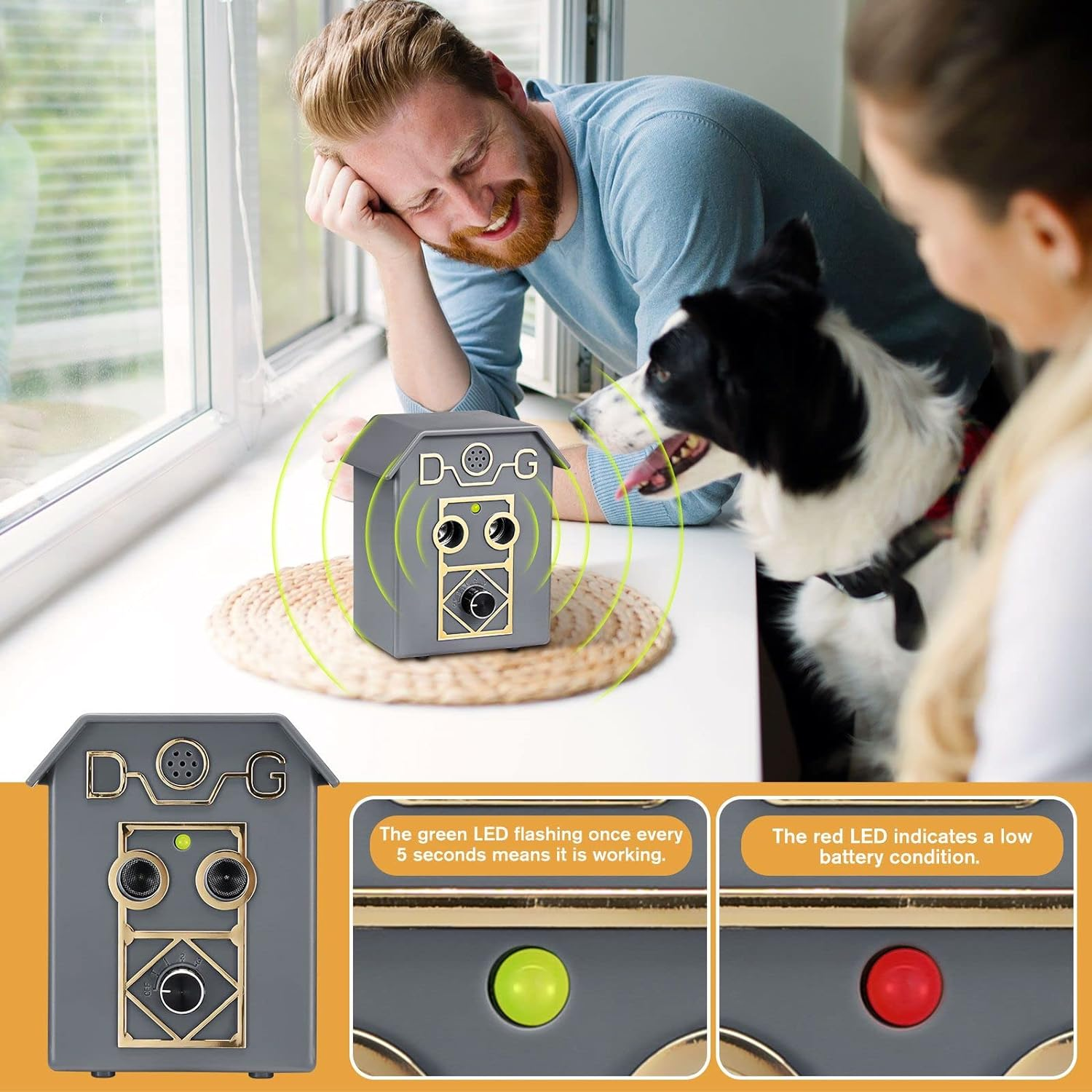 Pet Scene Dog anti Barking Device Stopper Clicker Ultrasonic Stop Bark Repeller Deterrent Control Silencer 15M Range 4 Levels Waterproof Birdhouse Shape - Grey image number 6