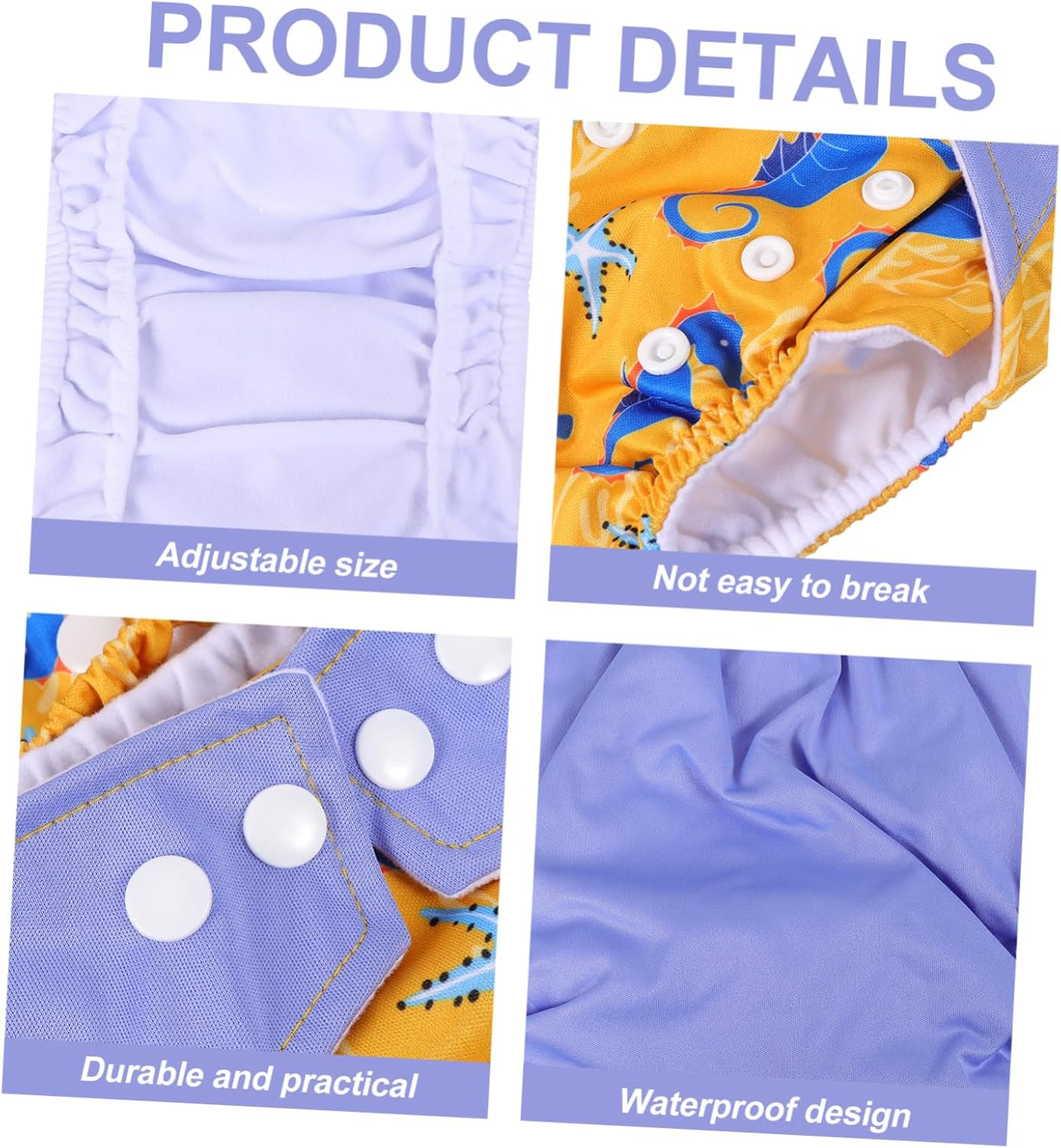 GARVALON 3Pcs Adjustable Absorbent Newborn Nappies for Boys Girls Cloth Diapers Soft Leg Frame for Birthday image number 1