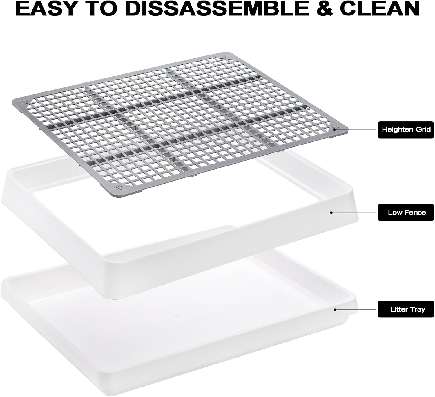 WUWEOT 2 Pack Large Rabbit Litter Box, Shallow Bunny Restroom Litter Tray, Small Animals Litter Pan Toilet Potty Trainer with Grate for Rabbit Hamster Ferret Rats Guinea Pigs Hedgehog Chinchillas image number 4