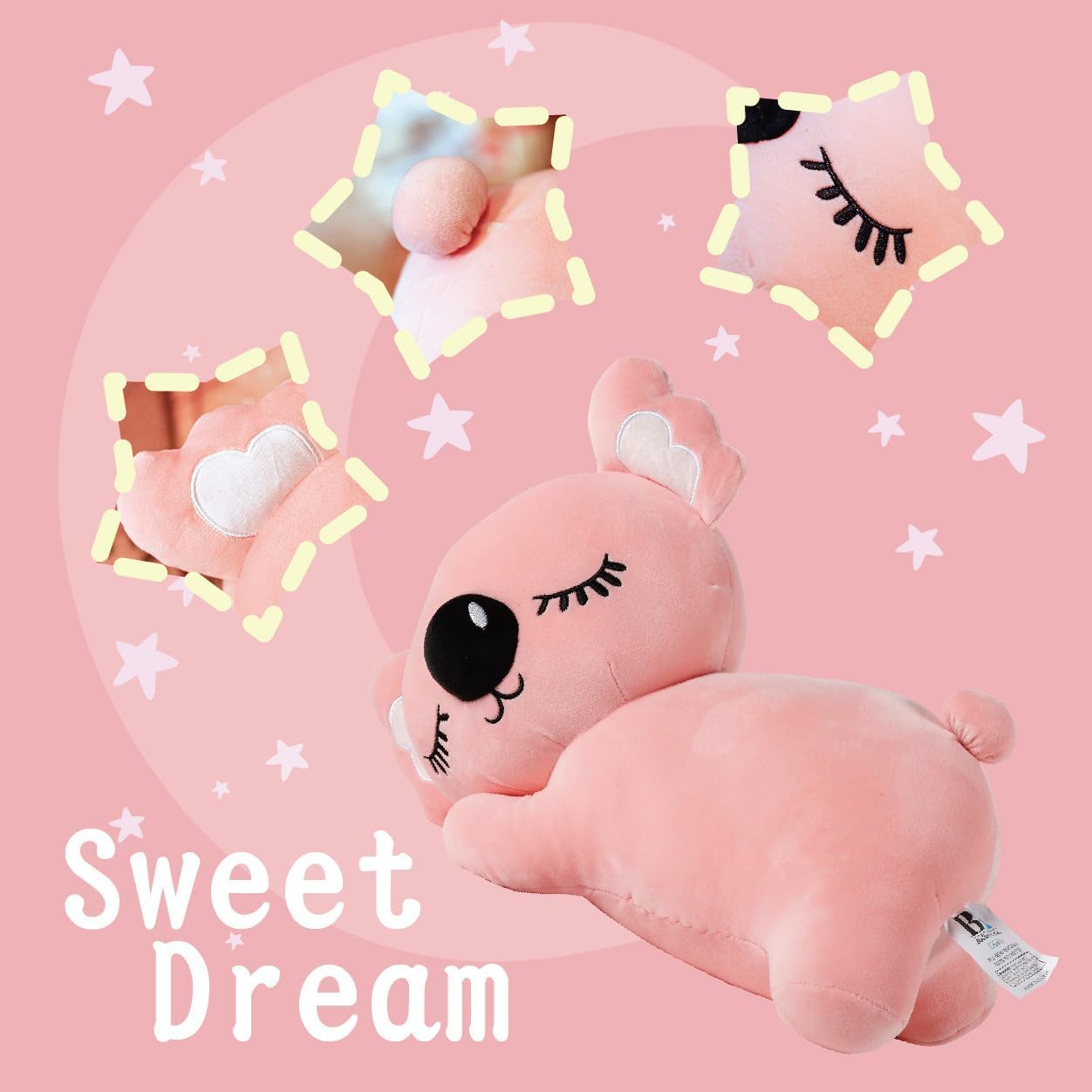 Cute Koala Throw Pillow Plush Toy, 100% Spandex Mink Soft Cushion, Adorable Cartoon Animal Pillow, Perfect for Kids and Adults, 45Cm X 30Cm, Pink image number 1