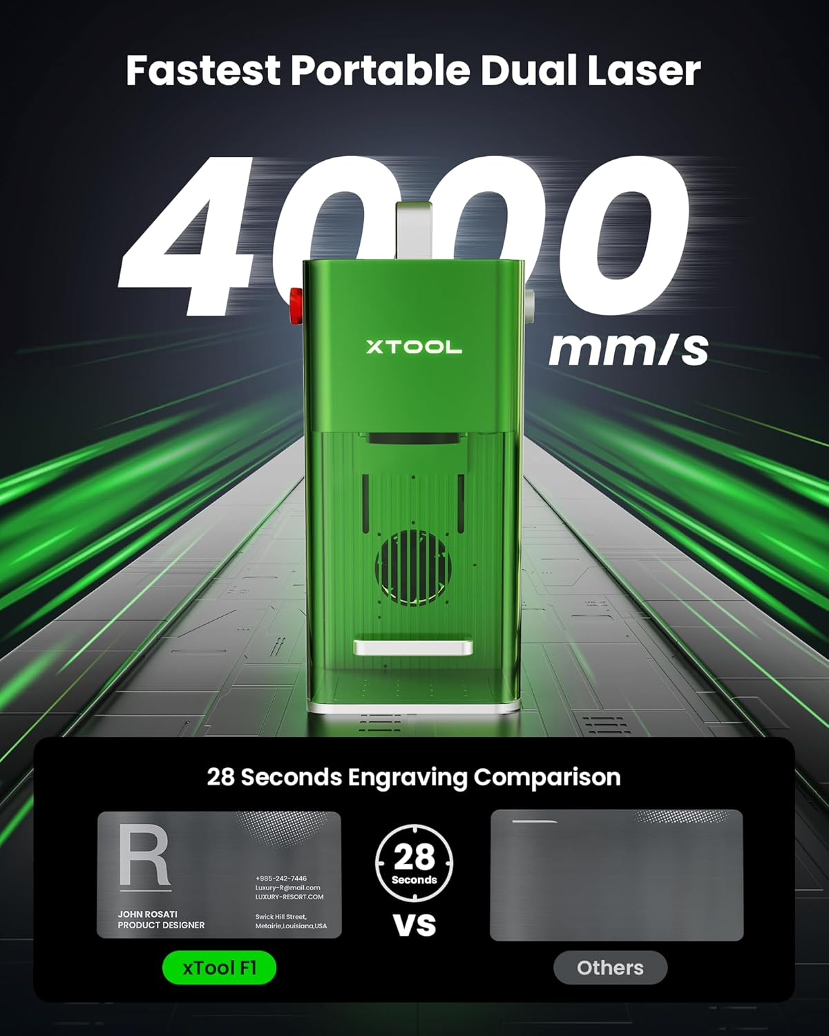 Xtool F1 2-In-1 Dual Laser Engraver, Lightning Speed Portable Laser Engraving Machine, Ultra HD Fiber Laser Engraver for Jewelry, Metal, Wood, Leather (AU PLUG) image number 6