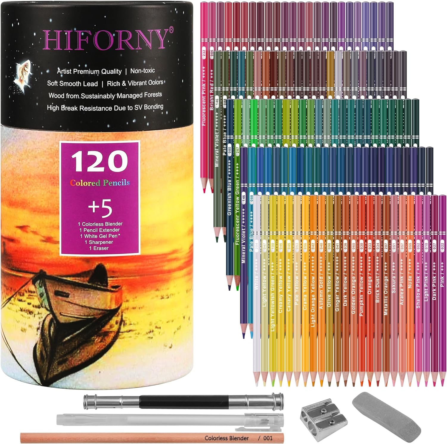 HIFORNY 125 Pack Colored Pencils Set for Adult Coloring,120 Colors Coloring Pencils with Extras,Artists Soft Core,Vibrant Color,Drawing Pencils Art Craft Supplies for Adults Beginners Kids