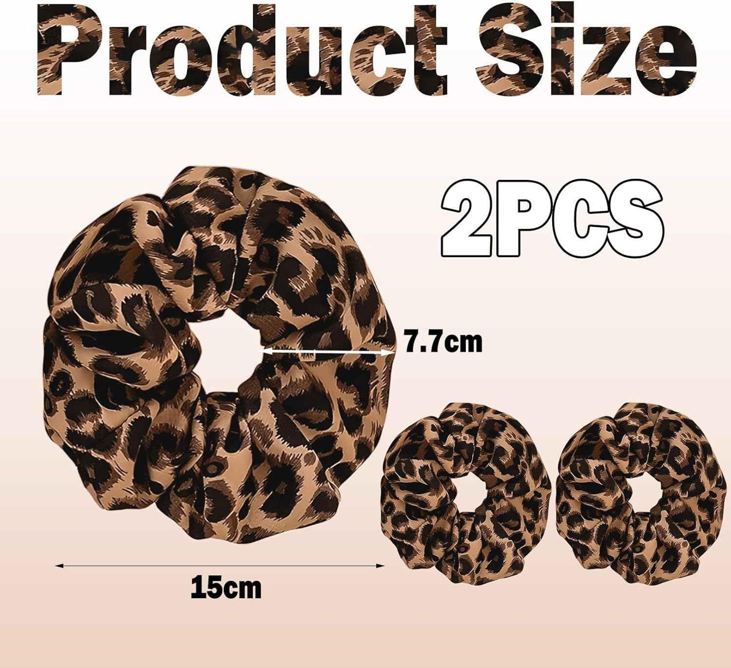 Pack of 2 Brown Leopard Scrunchies, Leopard Print Hair Bobbles for Women, Large Leo Elastic Hair Band, Scrunchies without Hair Breakage, Fabric Hair Bobbles for Girls, Thick Hair and Thin Hair