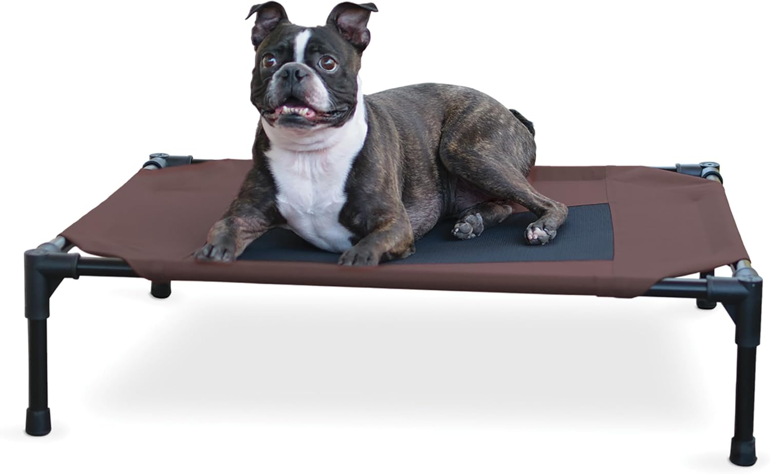 K&H Pet Products Elevated Outdoor Dog Cot Bed, Raised Cooling Bed with Washable Breathable Mesh for Medium Dogs, Portable Raised Platform Pet Bed, Heavy Duty Metal Frame Hammock Bed, Medium, Tan