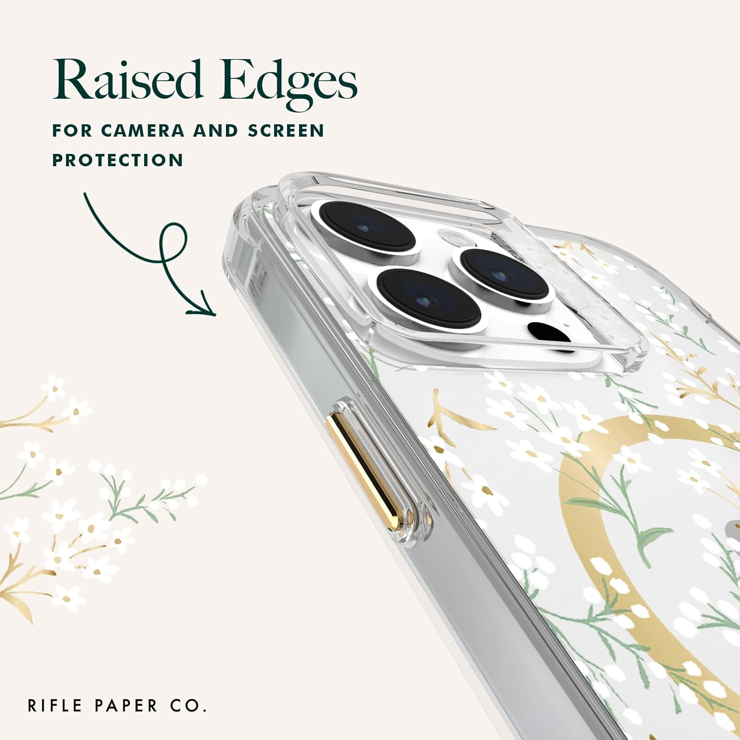 Rifle Paper Co. Iphone 15 Pro Max Case [Compatible with Magsafe] [12Ft Drop Protection] Cute Iphone Case 6.7" with Floral Pattern, Anti-Scratch Tech, Shockproof Material, Slim Fit - Petite Fleurs image number 4