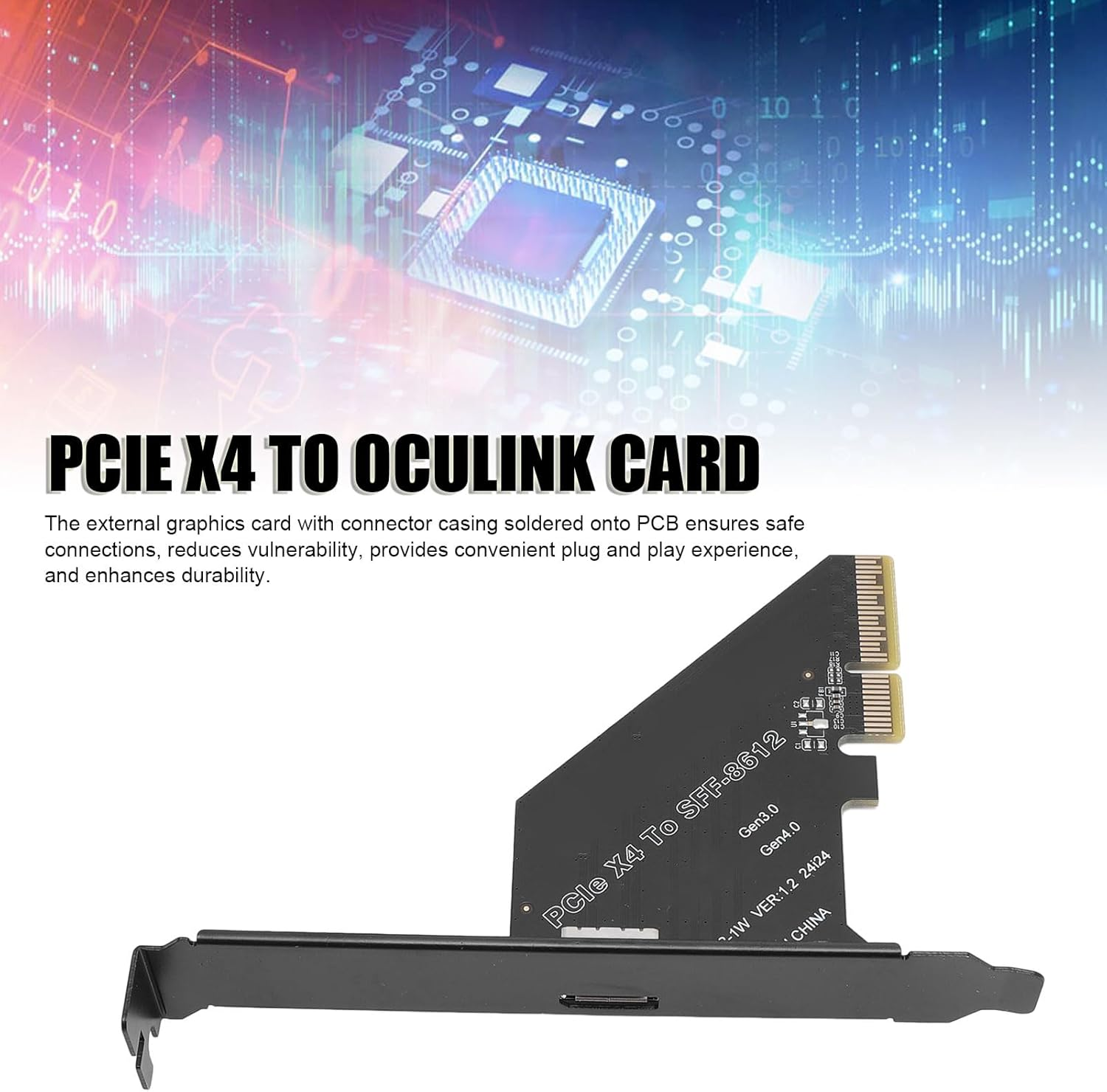 Pcie 4.0 X4 to Oculink SFF 8612 Adapter, SFF 8611 External Graphics Card with Bracket, Host Adapter for Nvme SSD GPU EGPU image number 2