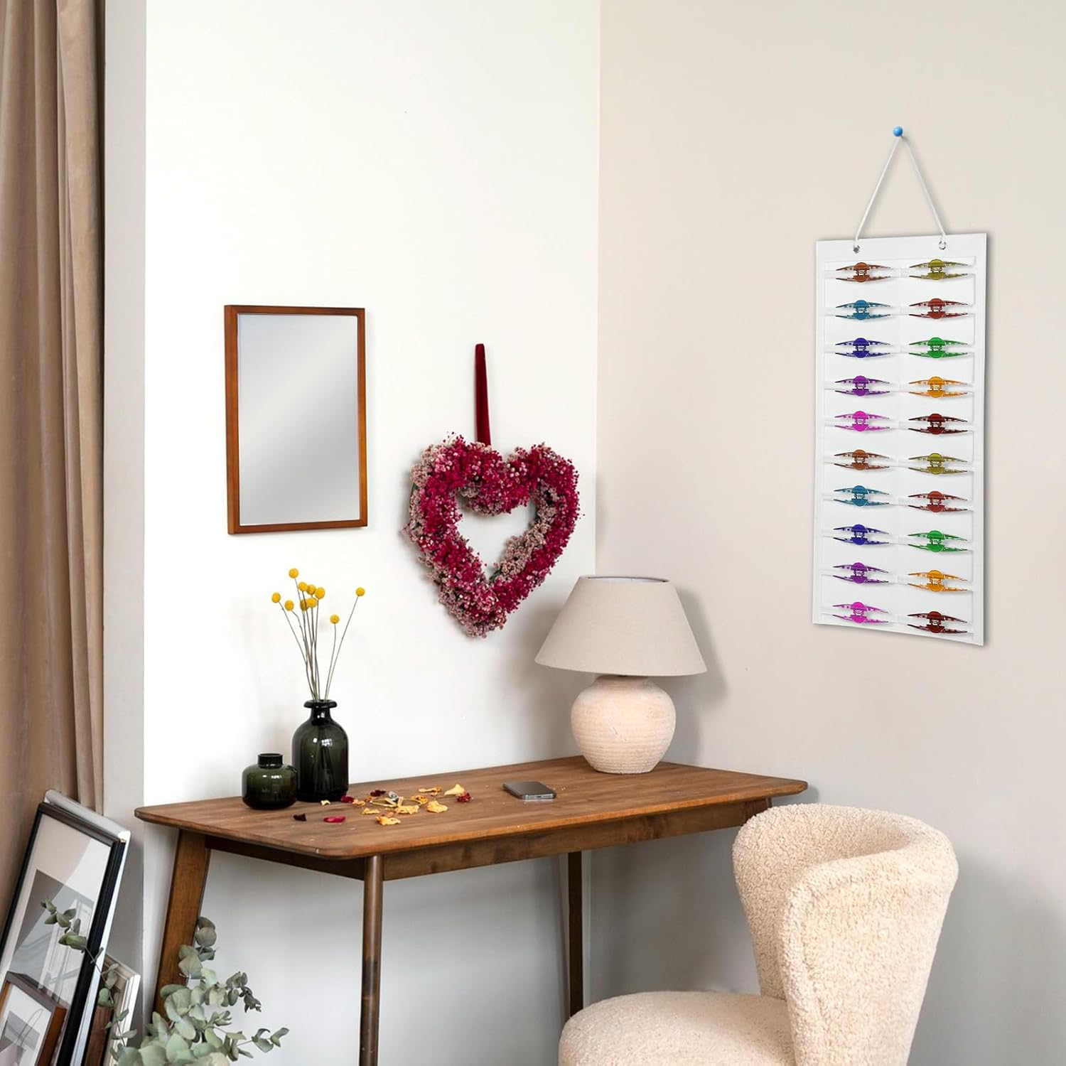 Claw Clip Organizer, Hanging Hair Clip Organizer, Large Hair Clip Holder Wall Hanging, Hanging Claw Clips Storage for Women Girls, Hair Clips Organizer Big Claw Clip Display Stand Holder (White) image number 6