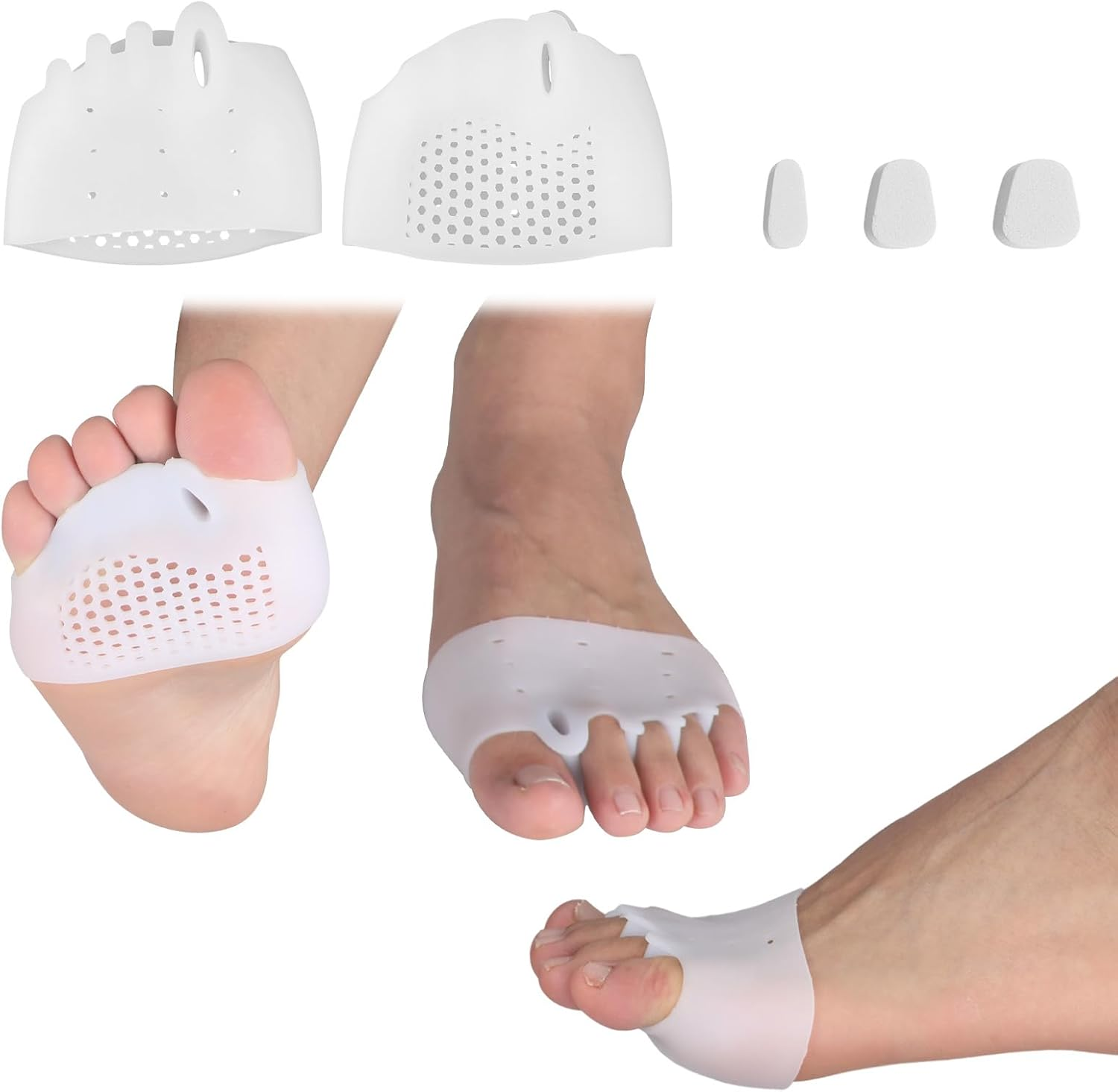 2 Pairs Silicone Toe Separators, Clear Toe Spacers Soft & Breathable Toes Straightener Corrector for Women Men Overlapping & Curled Toes image number 6