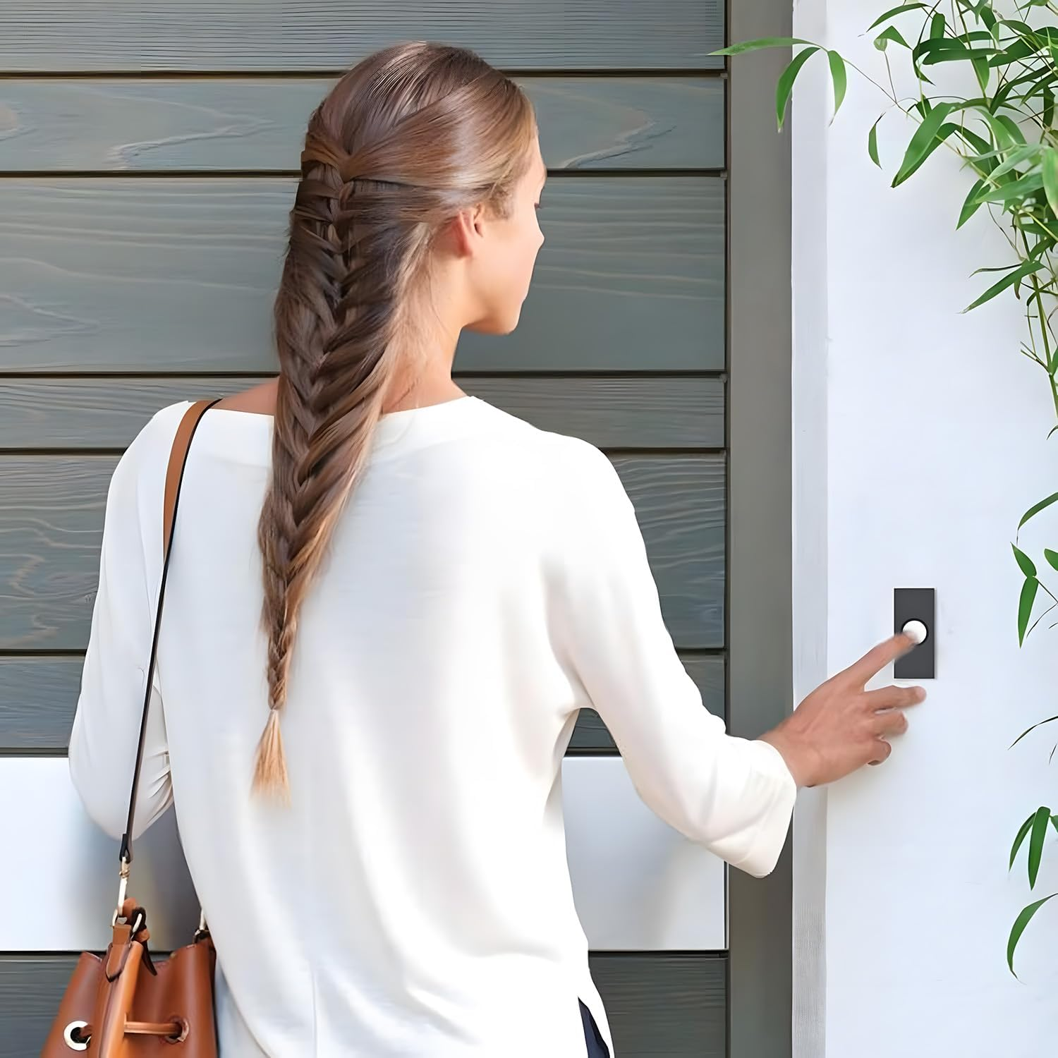 2 Pcs Universal Wired Doorbell - Garage Doorbell Button Chime Switch for Home, Garage, Office - Durable Replacement Button Doorbell (White & Black) image number 1