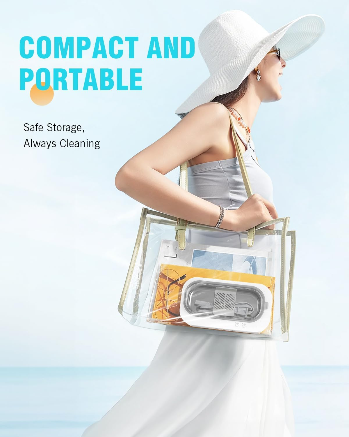 Gisaae Ultrasonic Jewelry Cleaner, 11.8Oz(350Ml) Portable Ultrasonic Cleaner with 2 Modes, 48Khz Jewelry Cleaner Ultrasonic Machine for Glasses, Ring, Watch Band, Retainer, Dentures, Coin, Razor image number 5