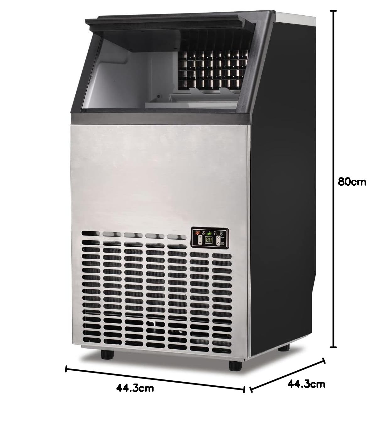 Maxkon Freestanding Ice Maker Freestanding, Commercial Ice Machine, 60Kg/Day, Stainless Steel Ice Machine with 15Kg Capacity, Ideal for Restaurant, Bars, Home and Offices, Includes Scoop image number 3