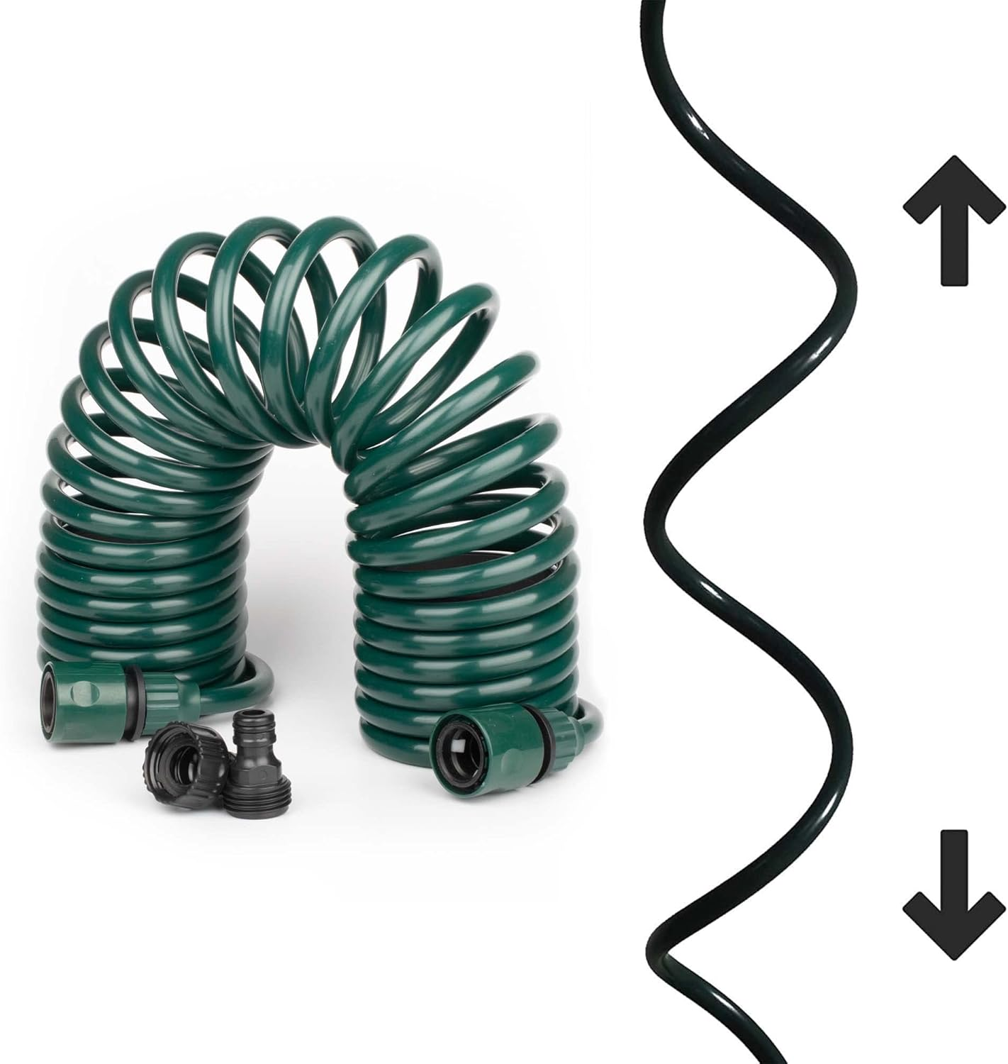 EVA Recoil Garden Hose 25 FT with Nipple QD Fittings, Female and Male Thlightweight and Corrosion Resistant, Retractable Water Hose for Outdoors, Yard, Boats, Car Washing (25FT, Green) image number 5