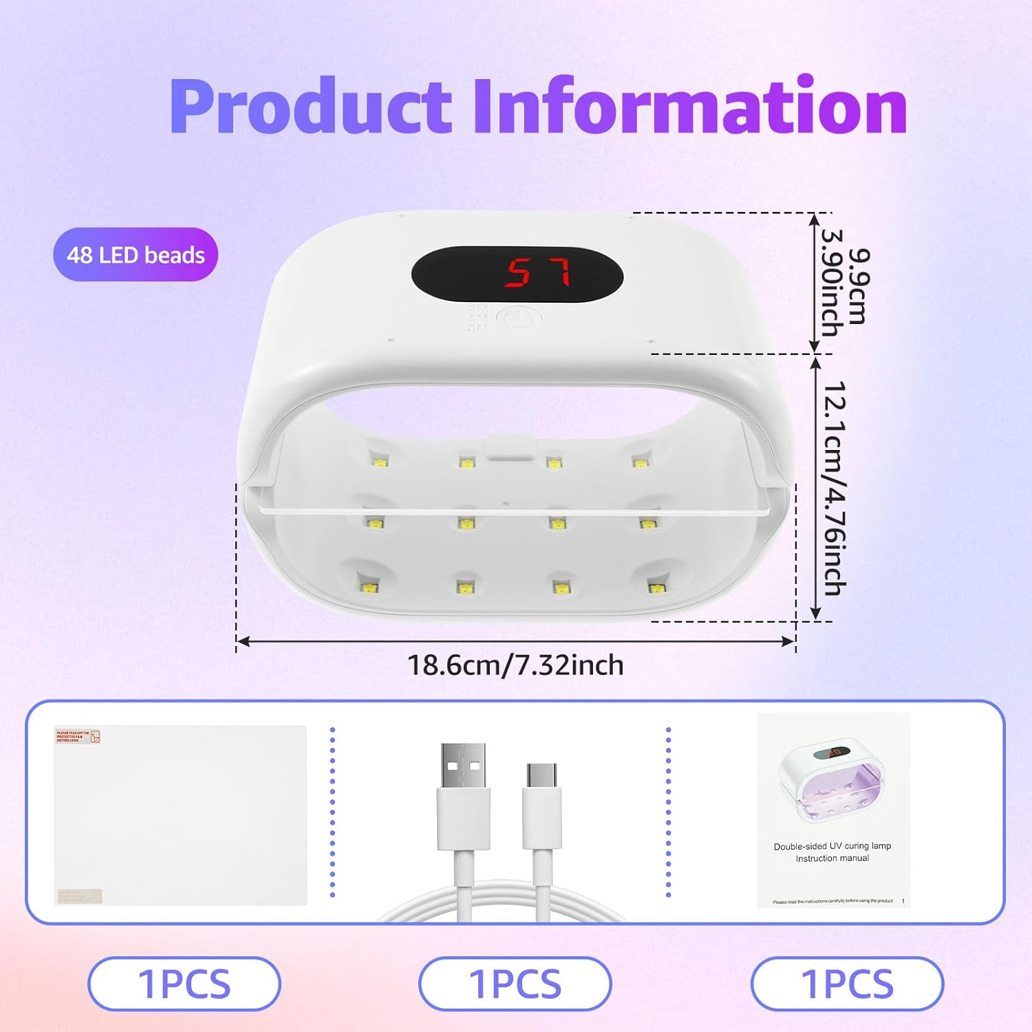 UV Light for Resin Double Sided Light with Digital Display and 3 Timing Settings Detachable for Curing, Molds, Jewelry Making, DIY Craf image number 2