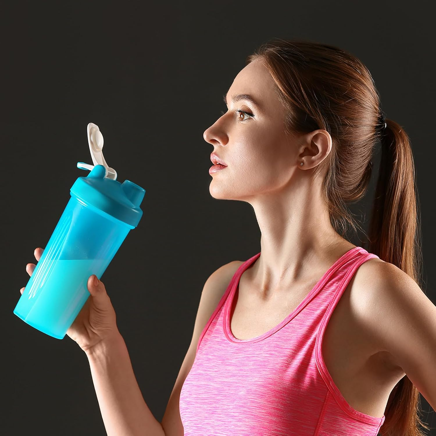 Baderke 2 Pcs Protein Container with Funnels Stand, 4 Stackable Leakproof Dispenser, Portable Keychain Container for Workout, Fitness, Travel (Gray, White) - Blue image number 5