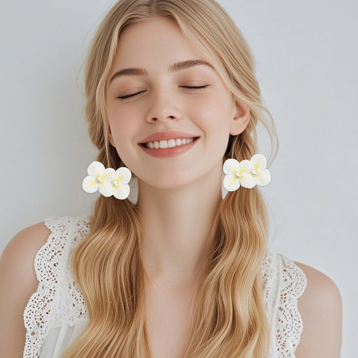 Flower Crown Headband,2 PCS Artificial Floral Crown and 2 PCS Flower Duckbill Clip,Daisy Hair Floral Wreath for Women, Girls, Wedding, Festival, Party, Hair Headbands Accessories image number 6