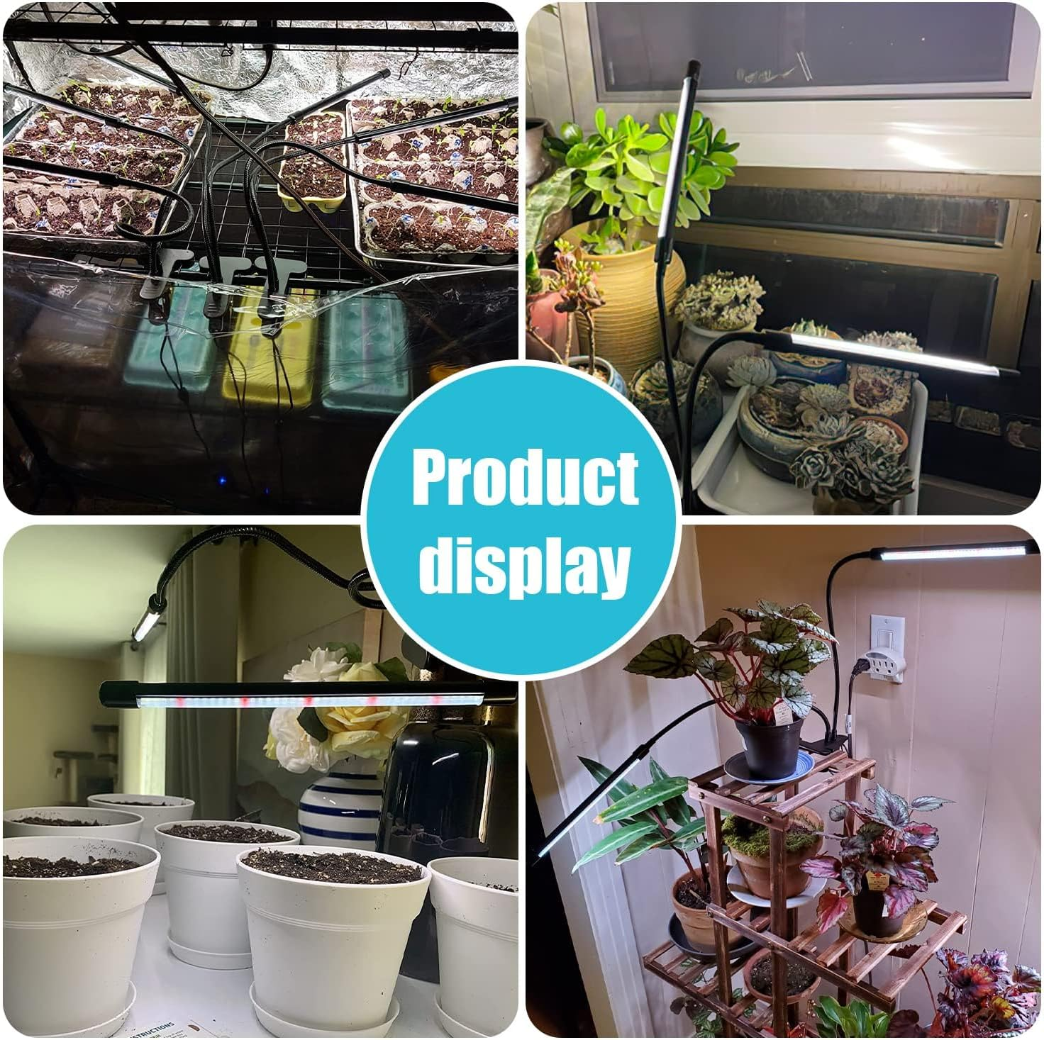 Vervex Grow Lights for Indoor Plants, 80Leds Clip Plant Lights for Indoor Growing, Full Spectrum LED Plant Growing Lamps with Flexible Gooseneck 3 9 12Hrs Timer, 10 Dimmable Levels