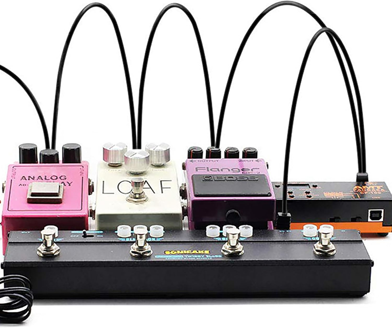 Tunghey Guitar Pedal Power Supply Adapter 9V DC 1A Tip Negative, 3 Way Daisy Chain Cables, Power Adapter for Guitar Pedal Bass Effect Pedal Board (9V1Adapter and 1To3) image number 3