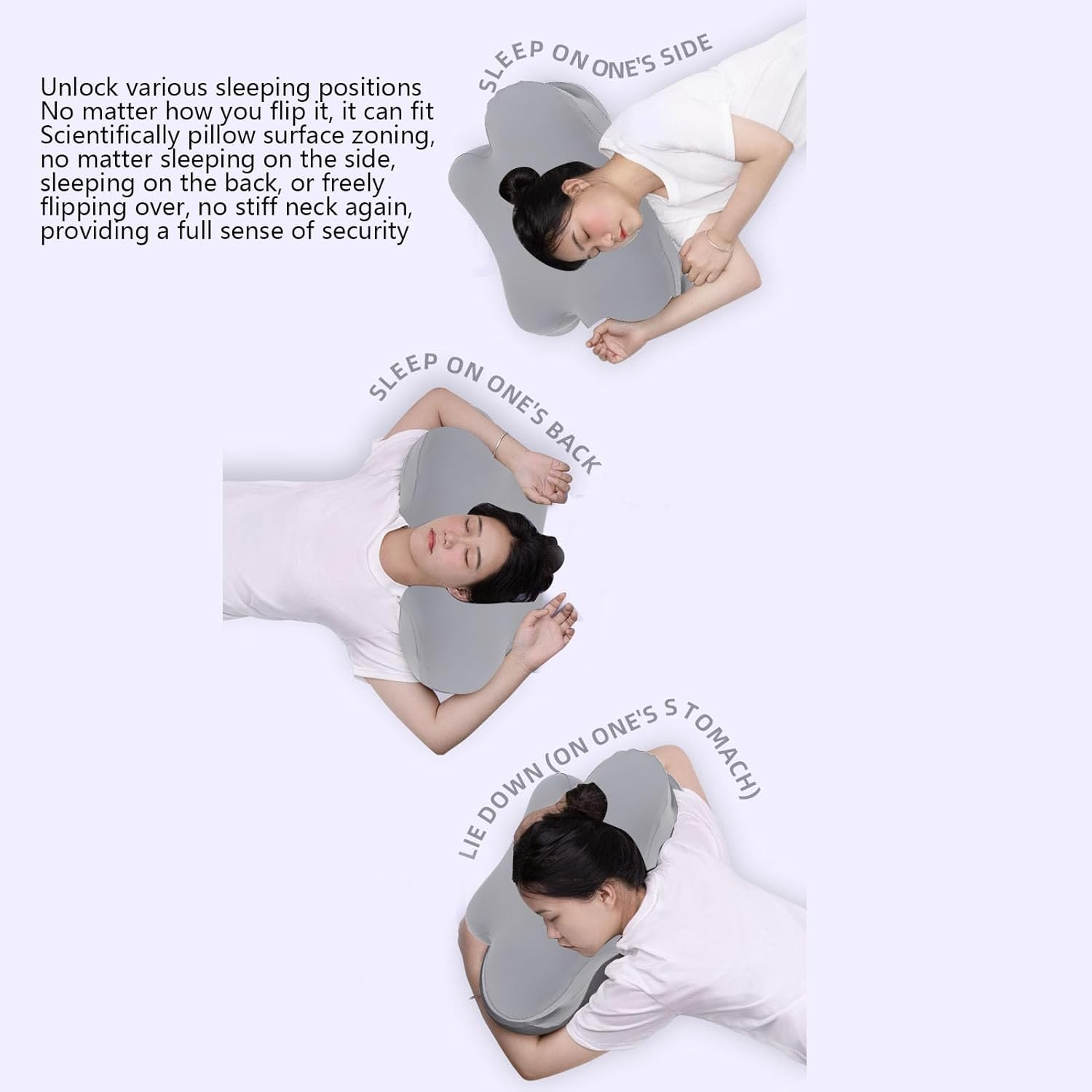 Neck Pillow, Memory Foam Pillow, Ergonomic Neck Support Pillow with Side Arm Cutout, Removable Breathable Pillow, Adjustable Orthopedic Bed Pillow for Side Back Stomach Sleeper image number 4