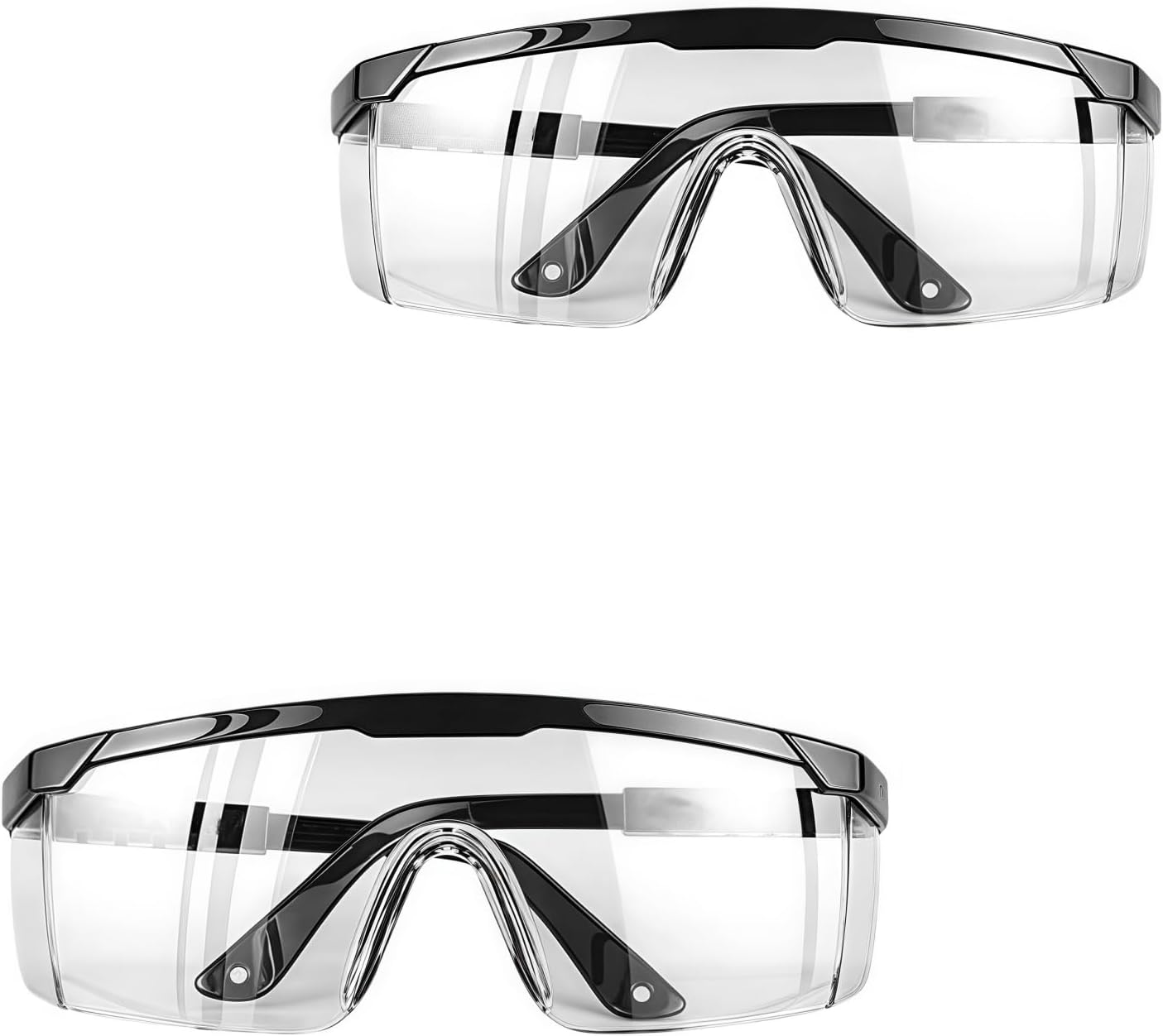 Heanvmyss Clear Safety Glasses,2 Pcs Protective Glasses,Transparent Safety Goggles,Anti-Fog Lab Goggles,Adult anti Scratch Protection Glasses for Work,Home,Gardening,Chemistry