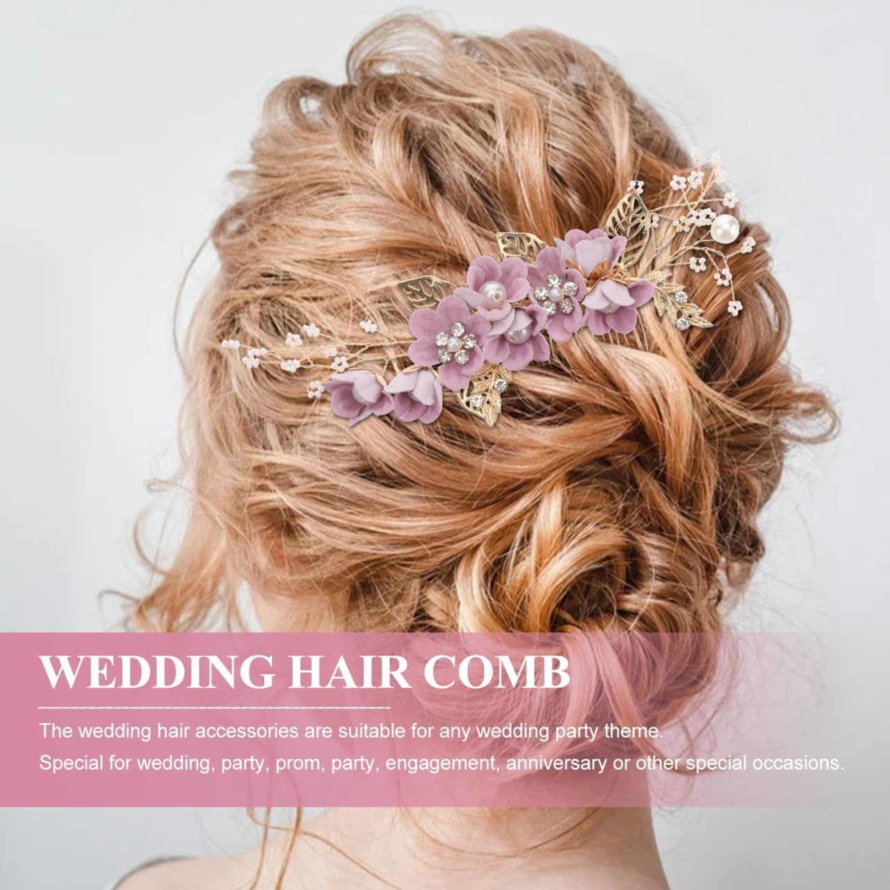 Hemobllo Side Hair Clips with Flowers for the Bride: Alloy Headpiece with Rhinestones and Flowers for Wedding Brides Hair Comb Wedding Prom Birthday Party image number 1