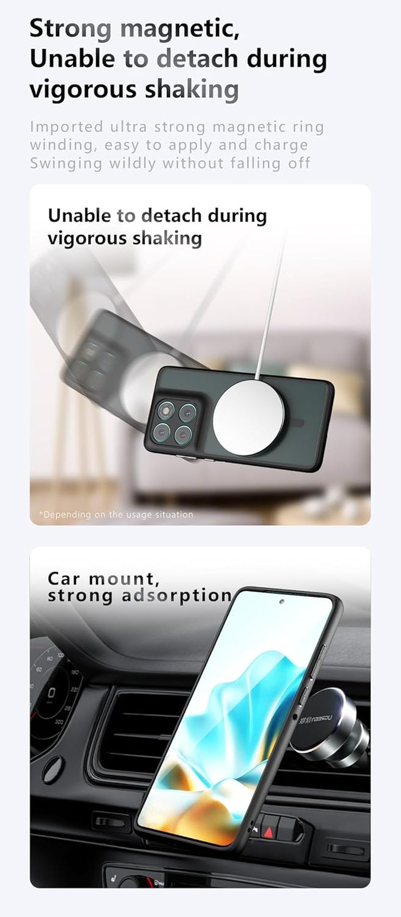 Boerhang Case Compatible with Motorola Edge 60 Pro Magnetic Protective Case, Anti-Fingerprint and Anti-Scratch, Translucent Black image number 6