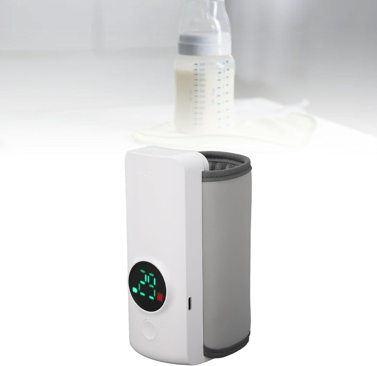 Portable Bottle Warmer for Travel, Rechargeable Baby Bottle Warmer Wireless Portable Infant Milk Warmer, 6000Mah Battery Powered, Temperature Digital Display