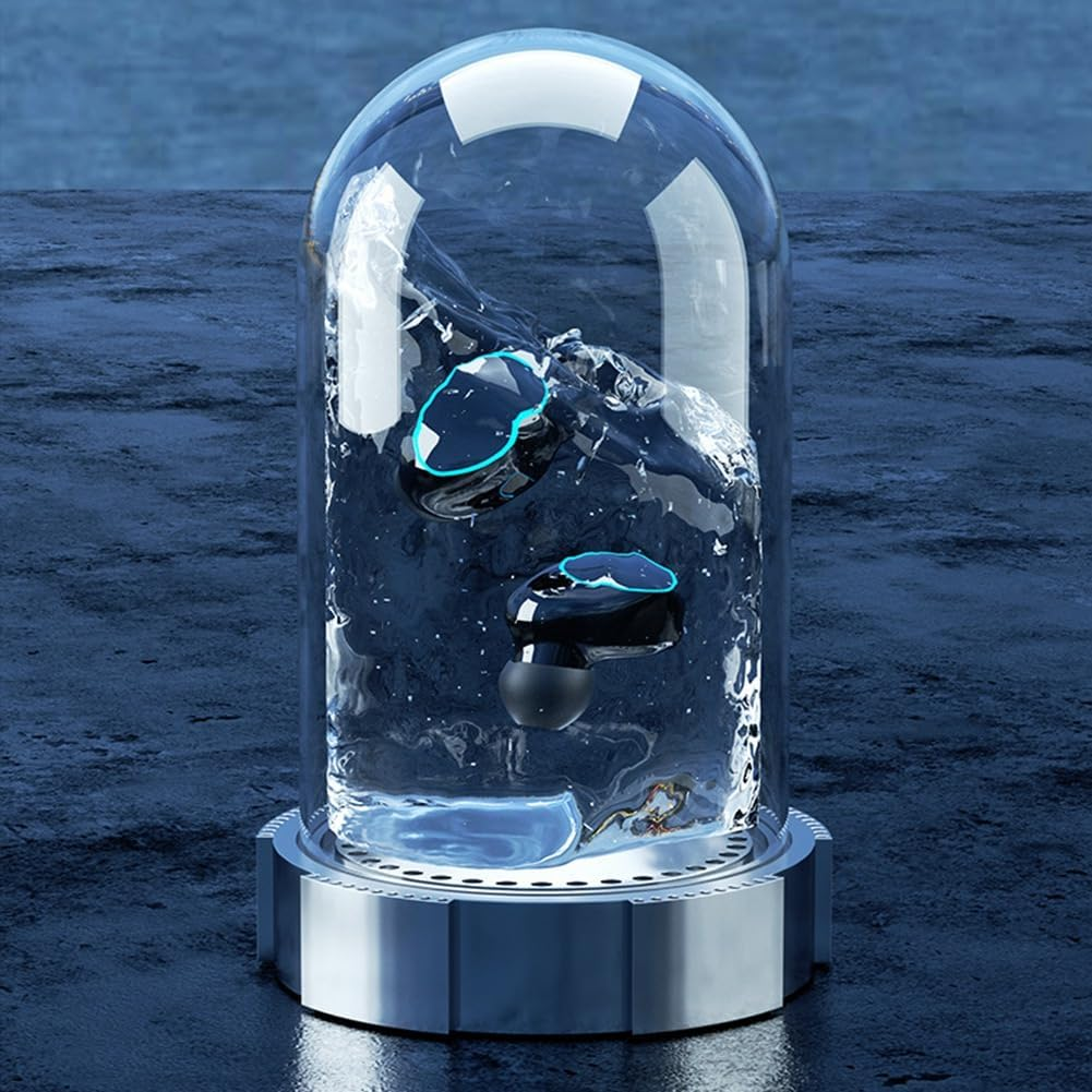 ISTOVO Wireless Headset Bluetooth V5.1 LED Display Stereo Mini Earbud Headset with Microphone Hands-Free Headset,Green image number 2