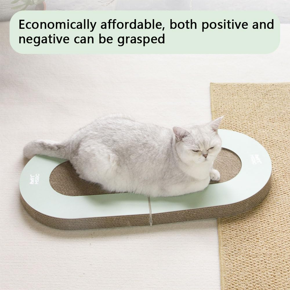 HYAVIA Foldable Cat Scratcher with Ball Track Interactive Corrugated Cardboard Cat Scratching Pad Cat Claw Board Toy for Indoor Cats Durable Double-Sided Cat Toy Lounge