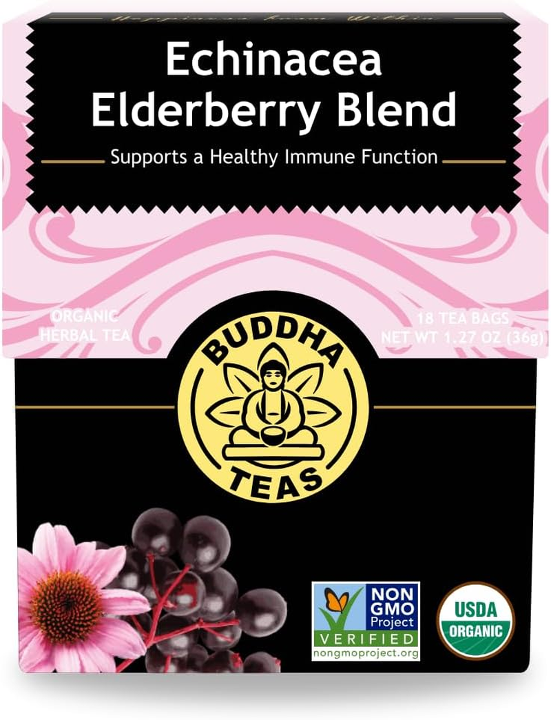 Buddha Teas Organic Echinacea Elderberry Blend Herbal Tea 18 Teabags image number 4