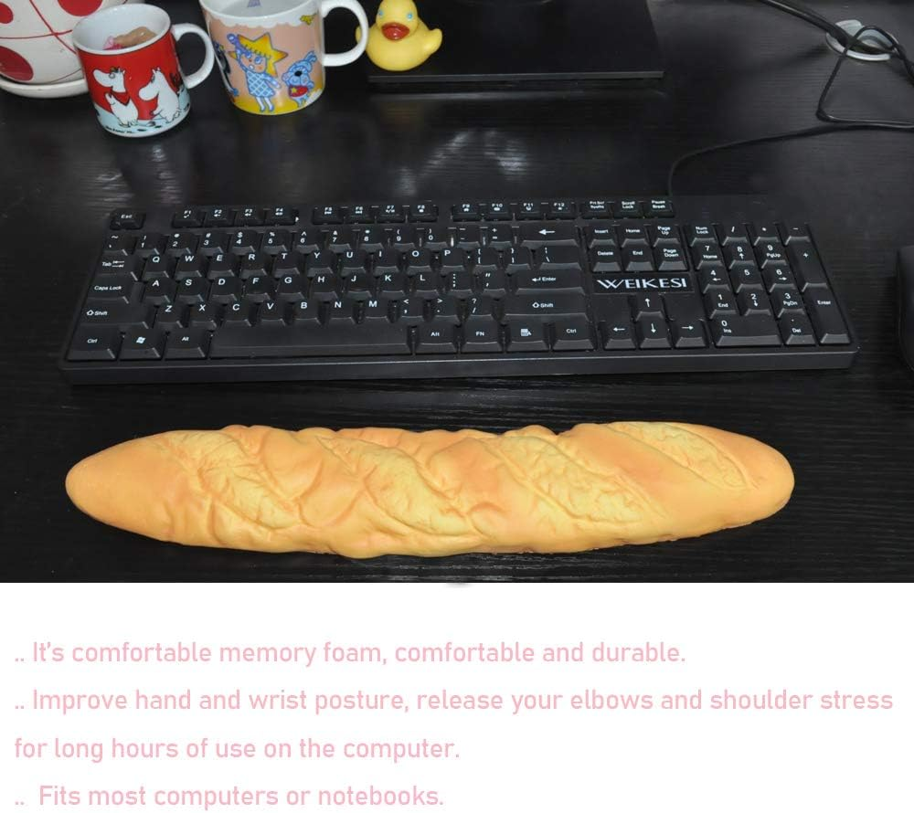 JIANEEXSQ Memory Foam Keyboard Wrist Rest Pad Soft Toast Bread Baguette Shape Anti-Skid Wrist Rest Support for Office Computer,Laptop Ergonomic Wrist Rest Pad image number 3
