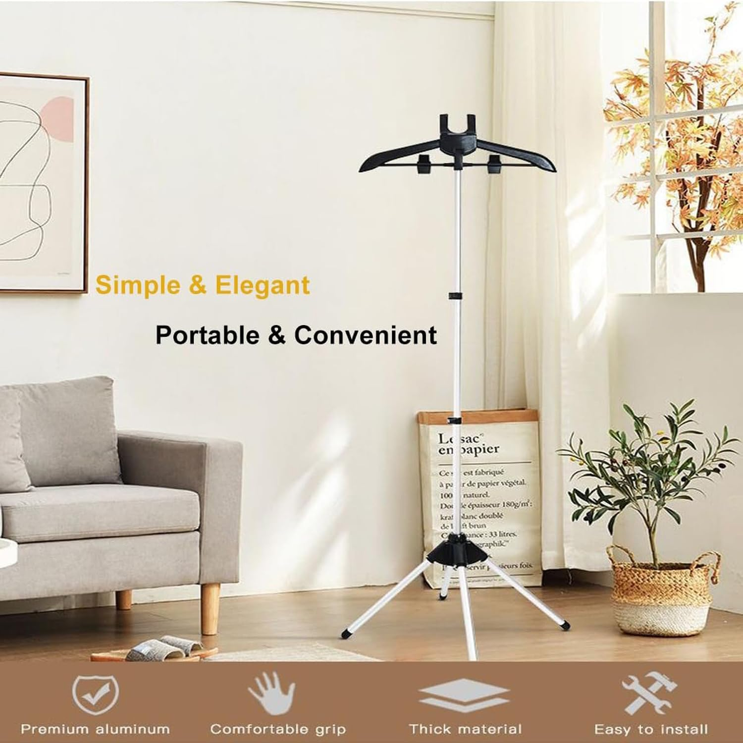 Handheld Garment Steamer Clothes Rack,Foldable Garment Clothes Drying Rack,Handheld Hanging Ironing Machine Hanger Steam Ironing Machine Accessories Bracket,Handheld Garment Steamer Hanger image number 5