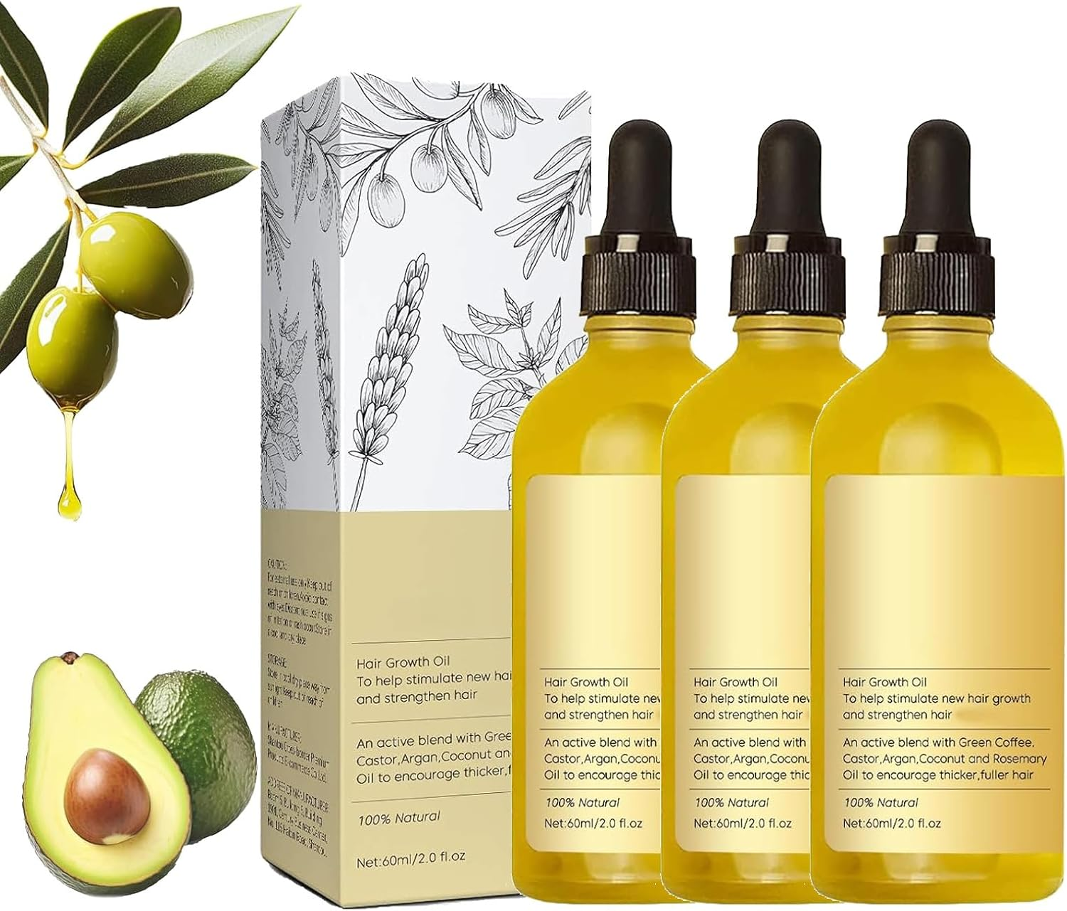 Hey Keratin Veganic Natural Hair Growth Oil, Veganic Rosemary Oil, Natural Hair Growth Oil for Black Women, for Women and Men Dry Damaged Thin Hair Growth (3 PCS) image number 2