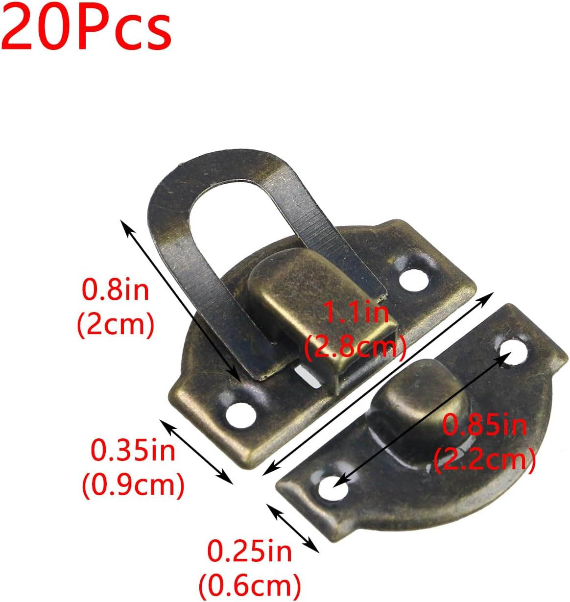 Geesatis 20 PCS Antique Bronze Hasp Latch Lock Buckle Hardware for Jewelry Boxes Metal Clip Clasp Vintage Hardware Latch Buckle with Mounting Screws, Bronze, Small image number 2