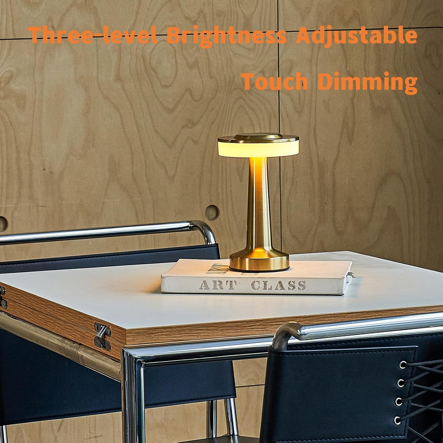 LED Rechargeable Portable Cordless Table Lamp with 3-Levels Brightness,Touch Lamp,Nightstand Lamp,Bedside Lamp for Indoor Outdoor Restaurant Bar Coffee Shop(Gold-Cap), HJ-JS001 image number 1