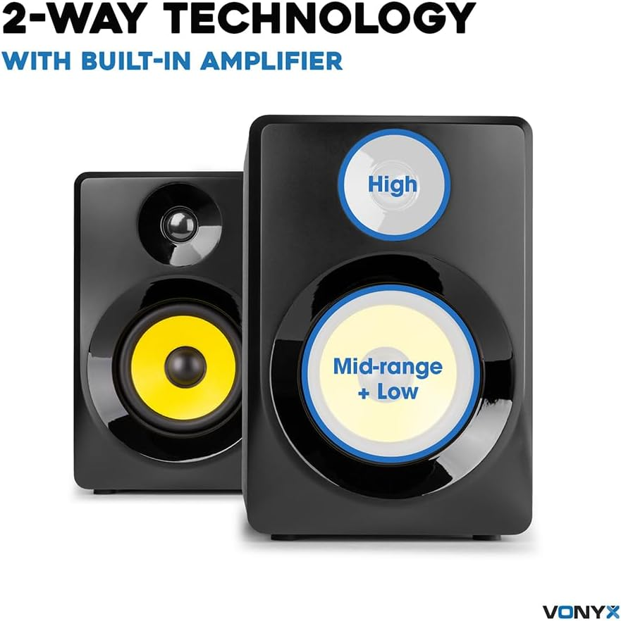 Studio Monitors 3 Inch High Def Speakers Professional Active Pair Vonyx SMN30B image number 4