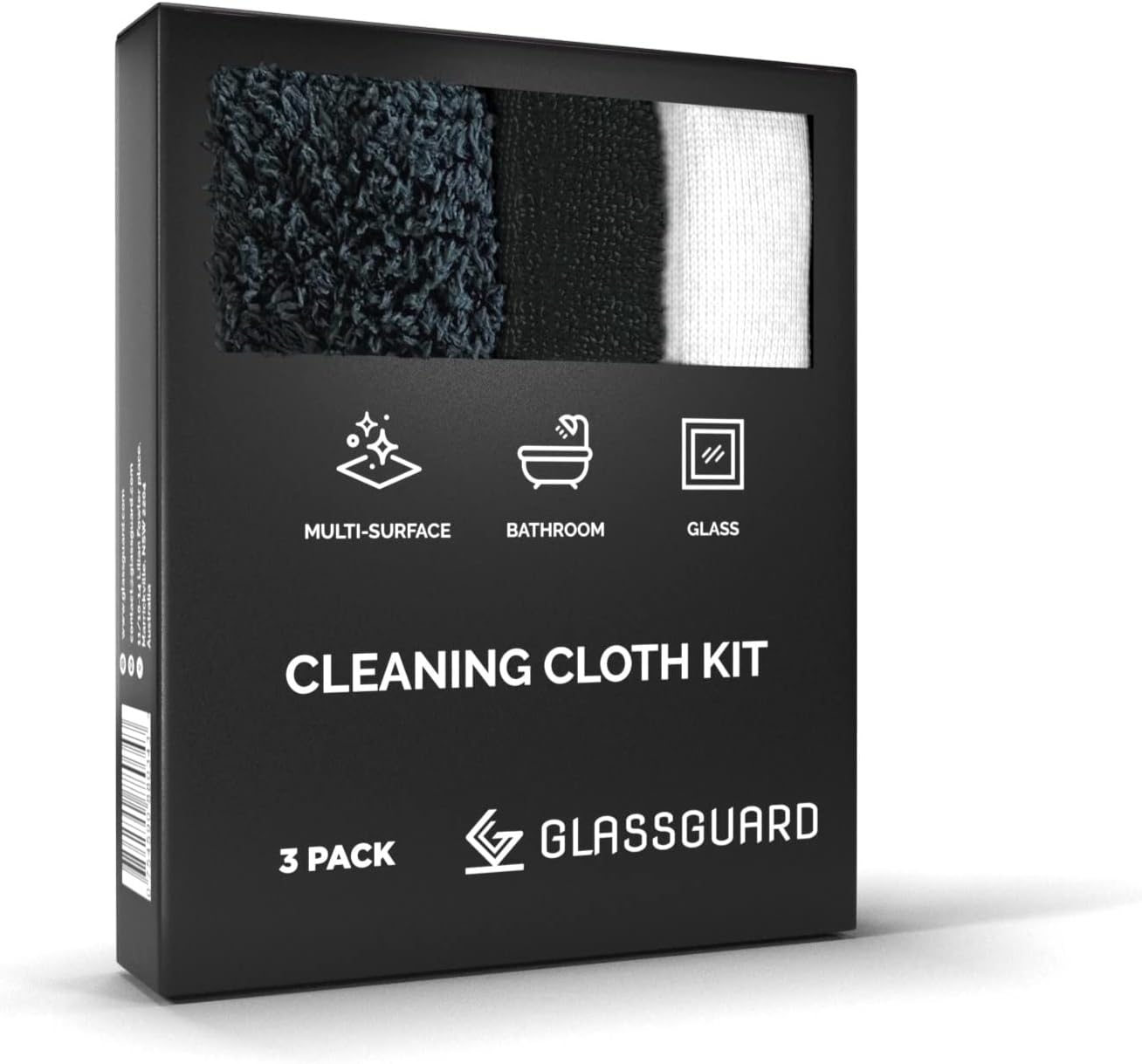 GLASSGUARD Cleaning Cloth Kit - Streak-Free & Lint-Free Multi-Surface, Bathroom & Glass Cleaner - Durable, Quick-Dry, Hypoallergenic Cloths for Household & Cleaning - Reusable Cleaning Cloths (3 Pack) image number 2