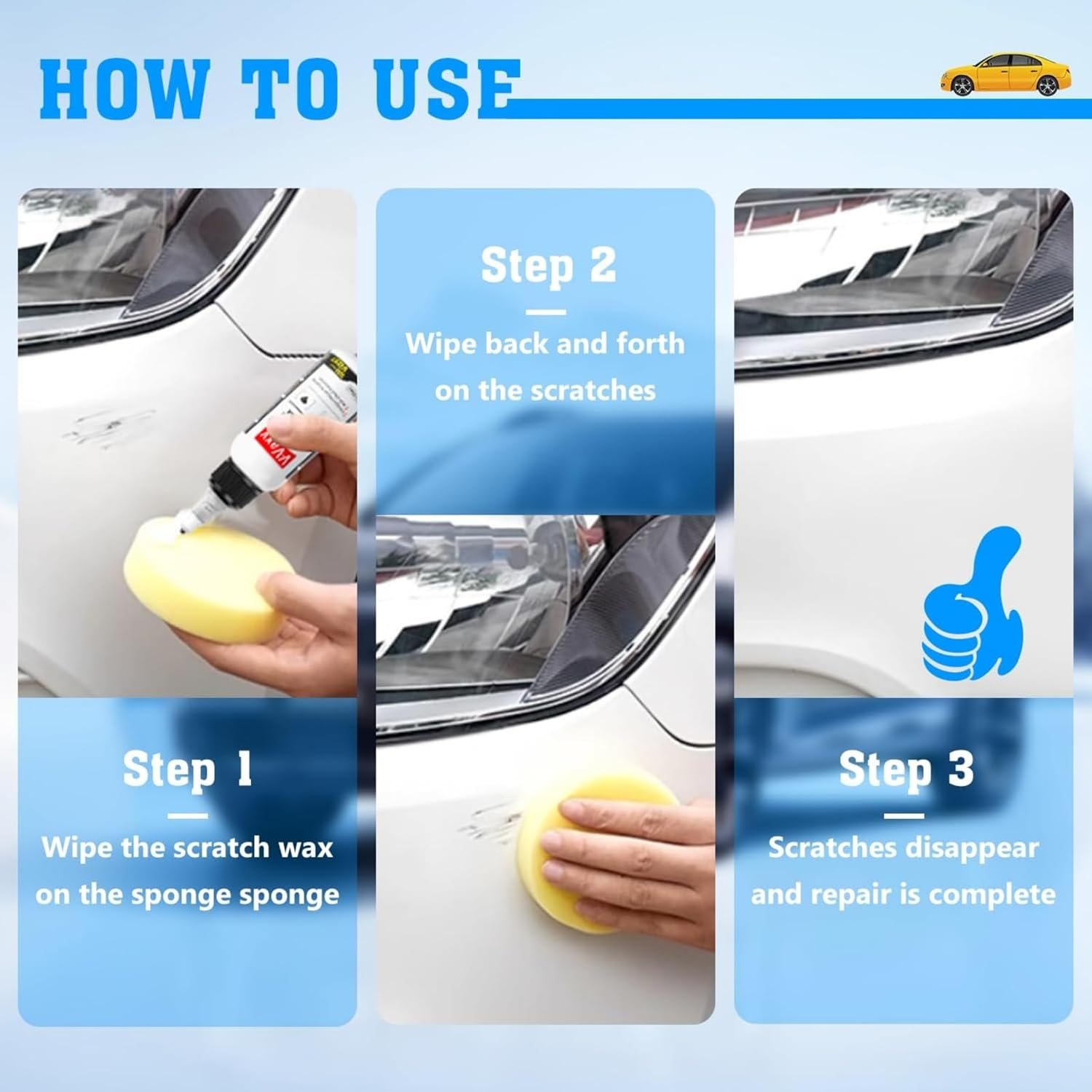 Car Scratch Repair Wax & Buffing Kit (2PCS) &ndash; Intelligent Scratch Remover Paste for All Car Colors, Multi-Effect Protection with Superhydrophobic Coating, Includes 2 Sponges (50Ml Each) image number 5