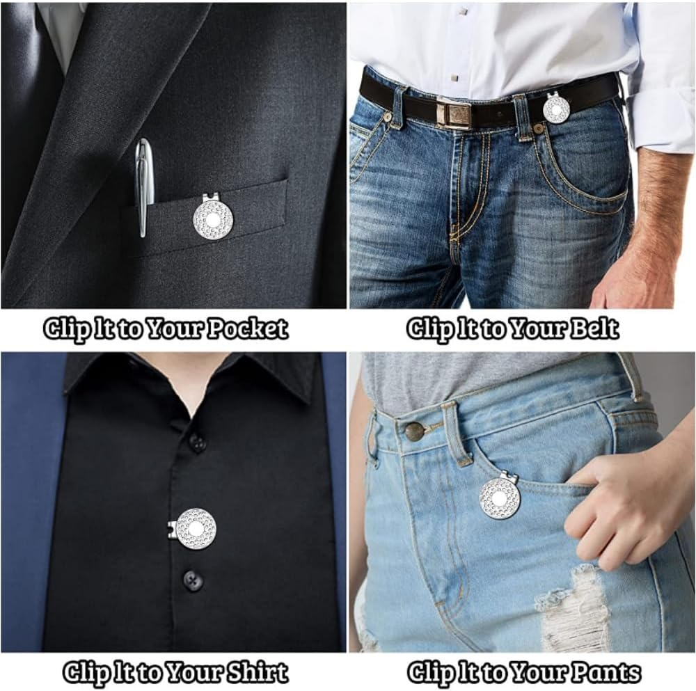 Magnetic Golf Hat Clips, 4 Pcs Ball Marker Holder, Golf Ball Marker Hat Clip, Silver Ball Marker Holders for Golf Gloves, Hat, Men Women Golf Lovers 26Mm image number 5