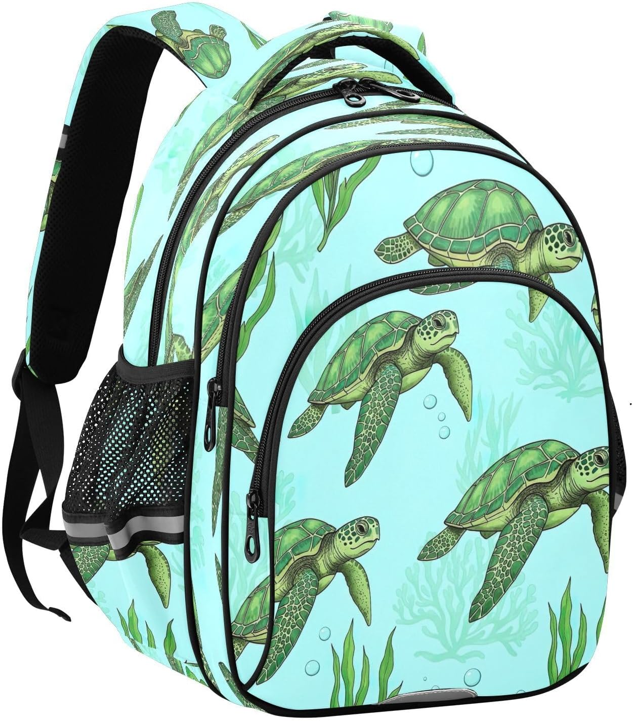 RPLIFE 15 Inch Kids Backpack for Girls Boys, Green Sea Turtles Ergonomic Backpack for Kids