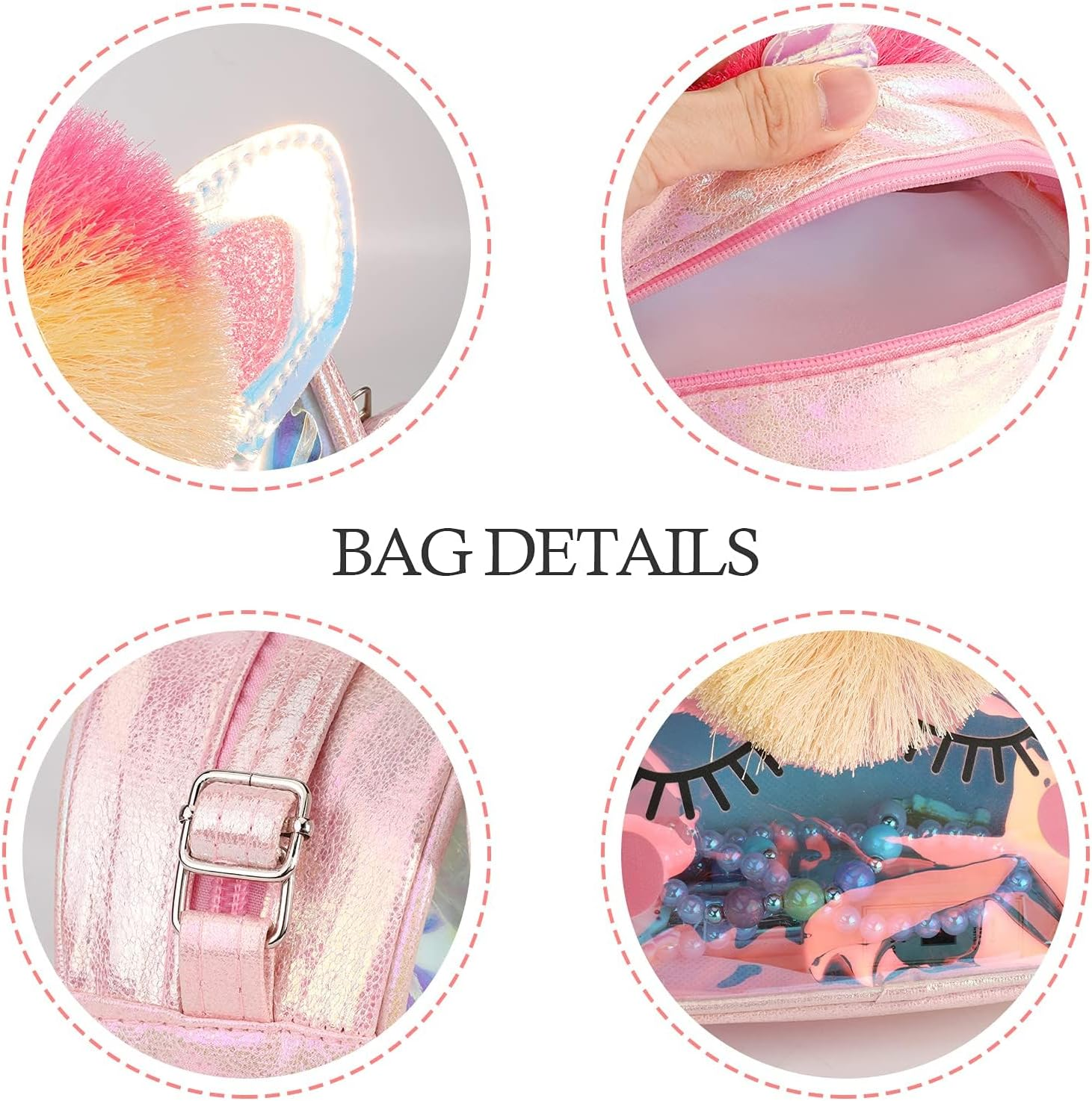 Unicorn Crossbody Bag Purse with Jewelry Set Little Girls, Unicorn Princess Necklace Bracelet Rings Earrings Handbag Accessories, Jewelry Party Favors Gift Dress Up image number 5