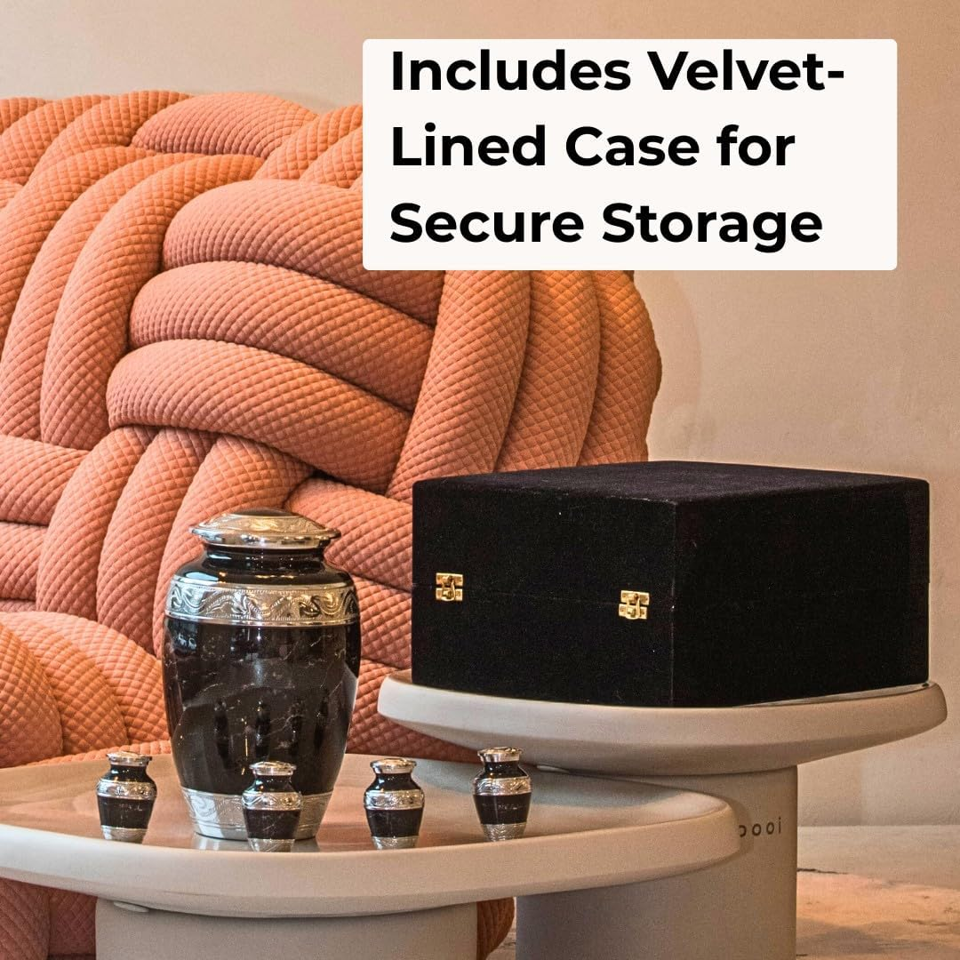 GR8 Great Keepsakes Black Marble Urn with 4 Small Urns for Cremation Ashes Keepsake - Urns for Adult Male, Urns for Human Ashes Adult Female, Decorative Urns, Urn, Cremation Urn Human Ashes, Urns image number 7