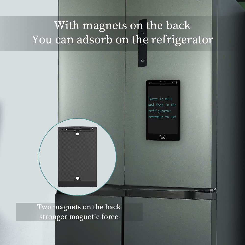 [2 Pack] 8.5 Inches LCD Writing Tablet with 2 Magnets,Tiqus Magnetic Electronic Ewriter Kitchen Memo Notice Fridge Board Magnetic Daily Planner Checklist (Single Color Black) image number 4