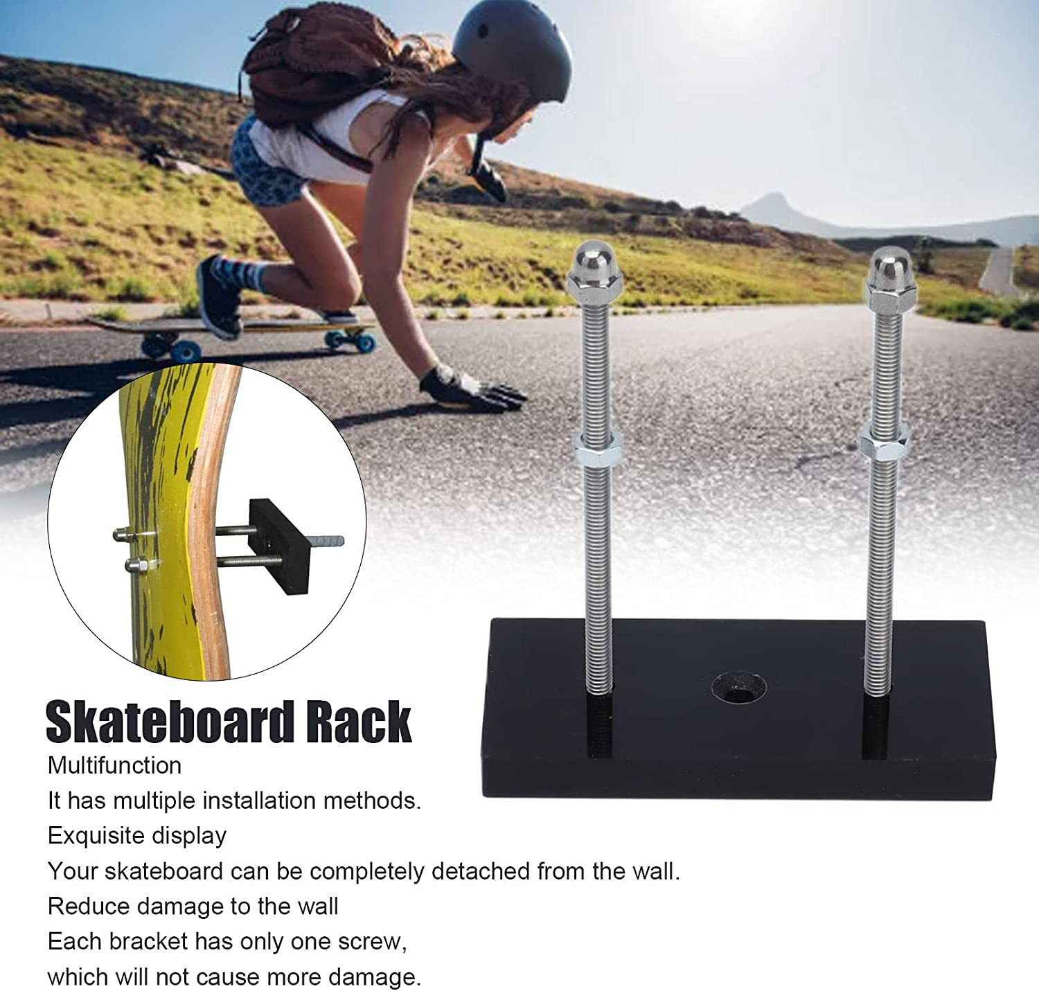 Skateboard Rack, Wall Mount Skateboarding Float Rack Skateboard Hanger Storage Rack Suspension Rack image number 3