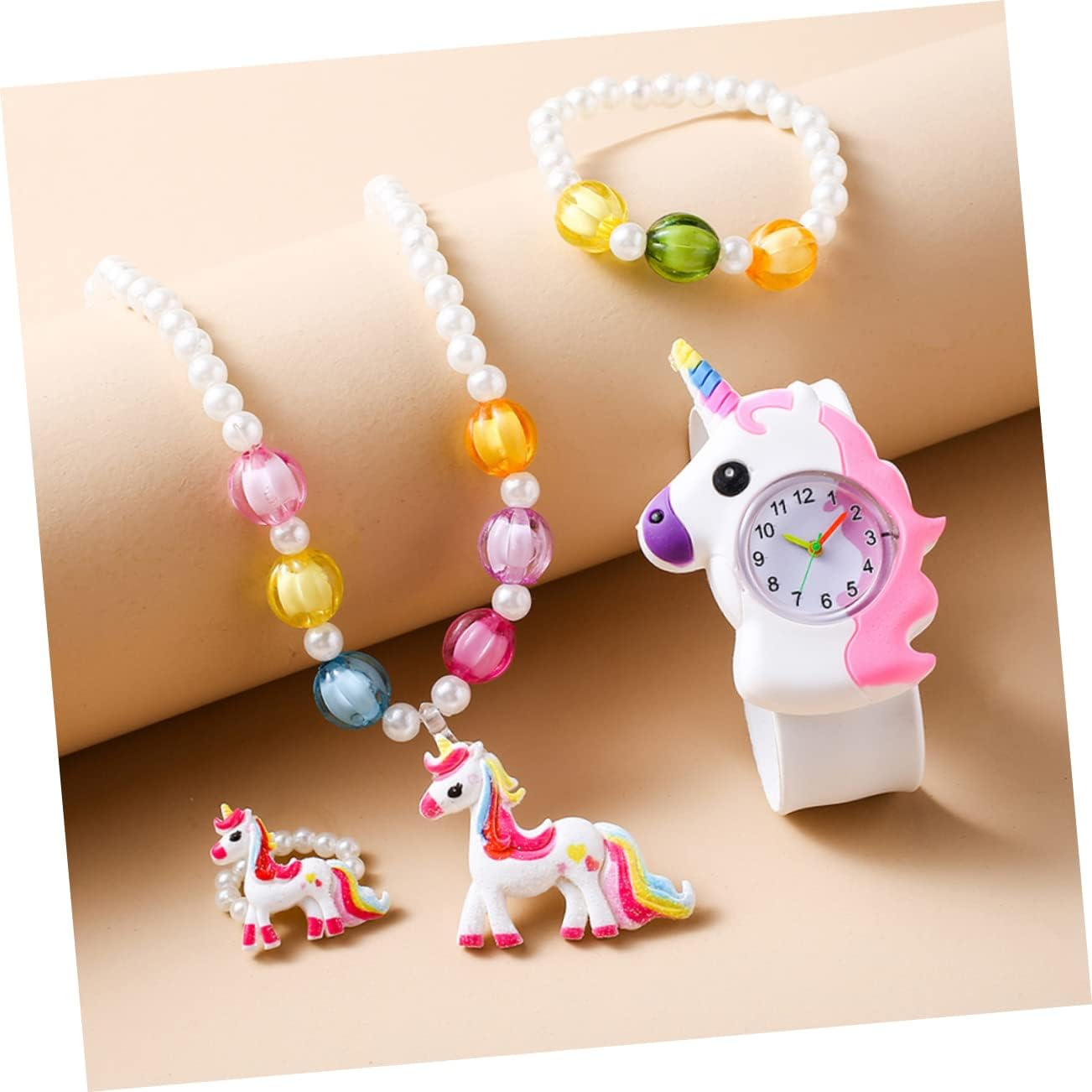 KONTONTY 1 Set Children'S Watch Necklaces Friendship Necklace Unicorn-Shape Slap Watch Unicorns Shaped Slap Watch Kids Silicone Slap Watch Digital Slap Watch Button Silica Gel Number image number 2