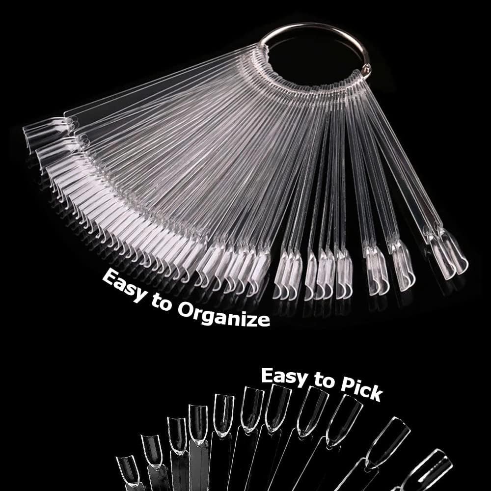 Nail Swatches 100Pcs Nail Swatch Sticks Nail Colour Display Nail Display Tips Nail Art Tips Sticks with Metal Ring for Nail Salon and Beginners(Clear) - Clear+Natural+Labels image number 6