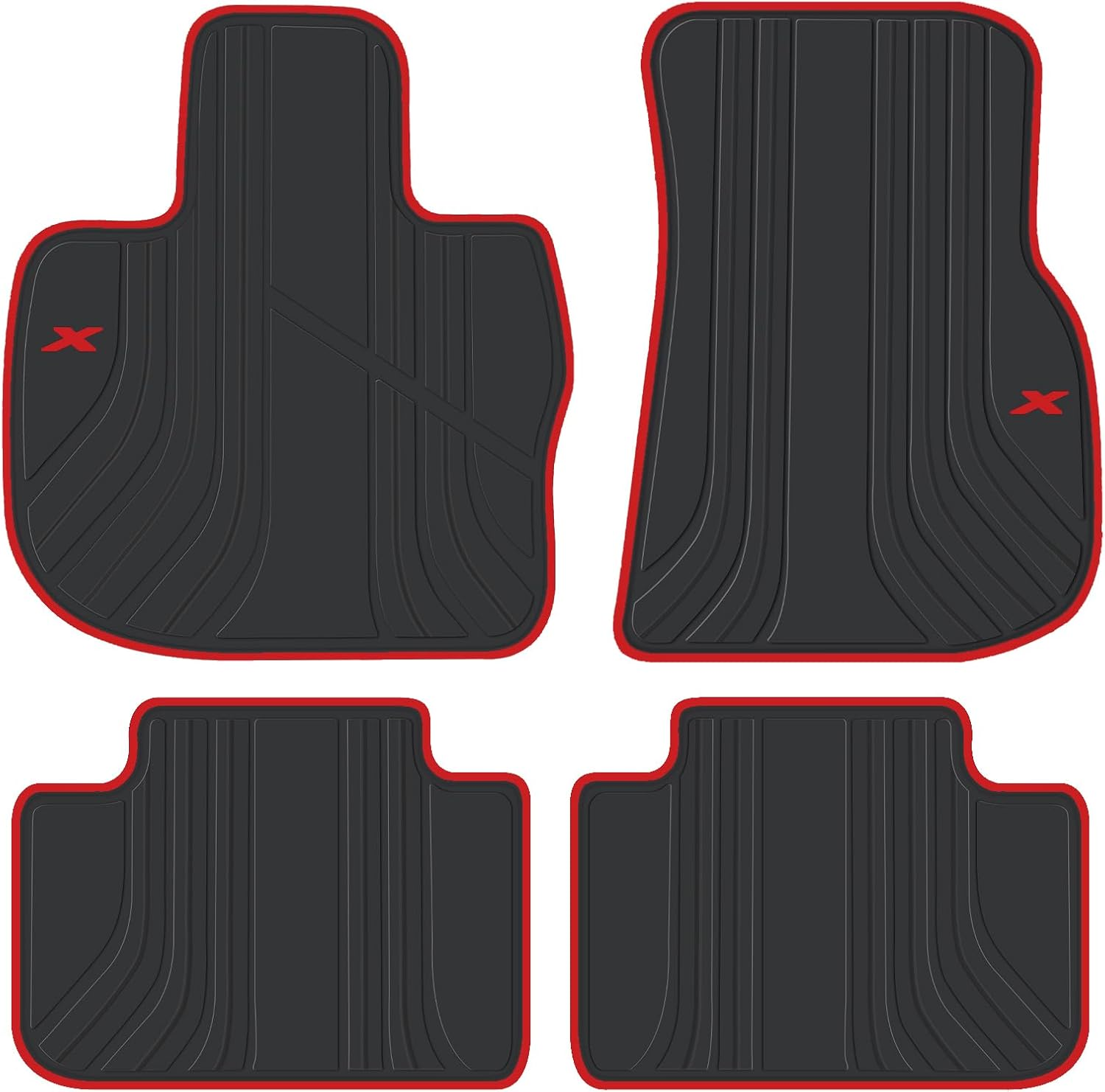 San Auto Car Floor Mat for BMW X3 G01 X4 G02 2018 2019 2020 2021 2022 2023 2024 Custom Fit Black Navy Blue Rubber Auto Floor Liners Set All Weather Protection Heavy Duty Odorless