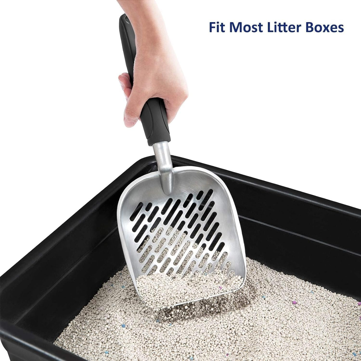 Cat Litter Scoop, Aluminum Alloy Sifter, Kitty Metal Scooper, Deep Shovel, Long Handle, Poop Sifting, Kitten Pooper Lifter, for Litter Box, Irregularly Aluminum image number 5