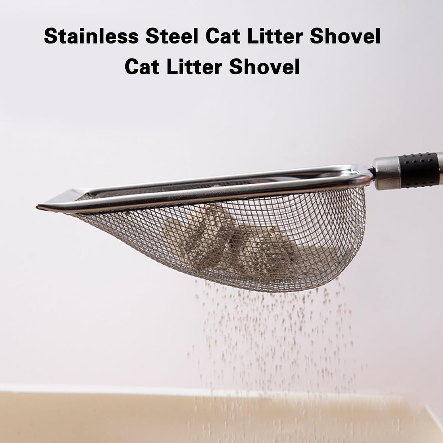 IONPSHG 2Pcs Small Holes Cat Litter Scoop Fine Mesh Cat Litter Scoop Metal Stainless Steel with Wooden Handle Quick Cleaning and Odor Reduction Lightweight and Portable Suitable for All Cat Litter image number 5