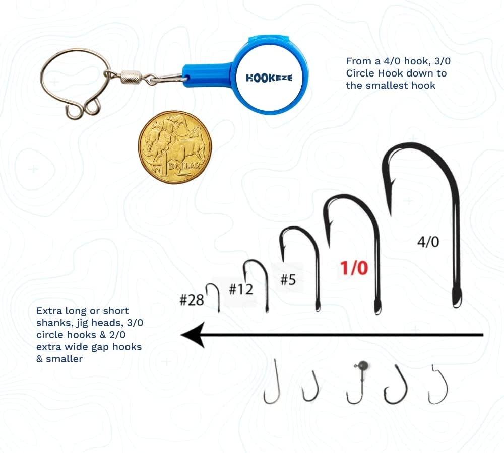 Hook-Eze NEW Larger Model Reef & Blue Water - Hook Tying & Safety Device + Line Cutter - Cover Hooks on 2 Rods & Travel Safely Fully Rigged. Multi Function Fishing Device. - Blue image number 6