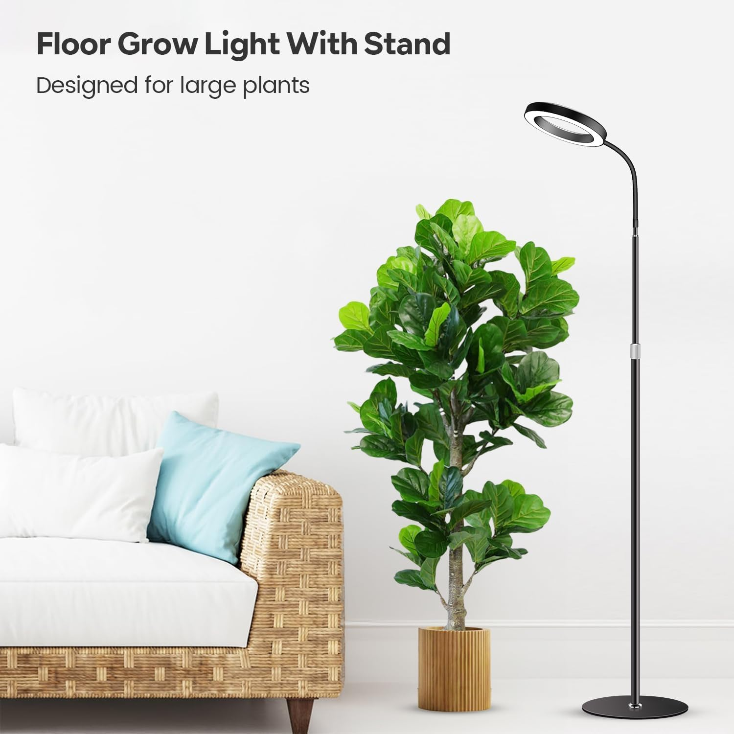 Plant Grow Light, Full Spectrum LED Floor Grow Light for Indoor Plants | Height Adjustable 67 Inch (170Cm) | Automatic Timer | 5V Low Safe Voltage | Ideal for Large Plants image number 3